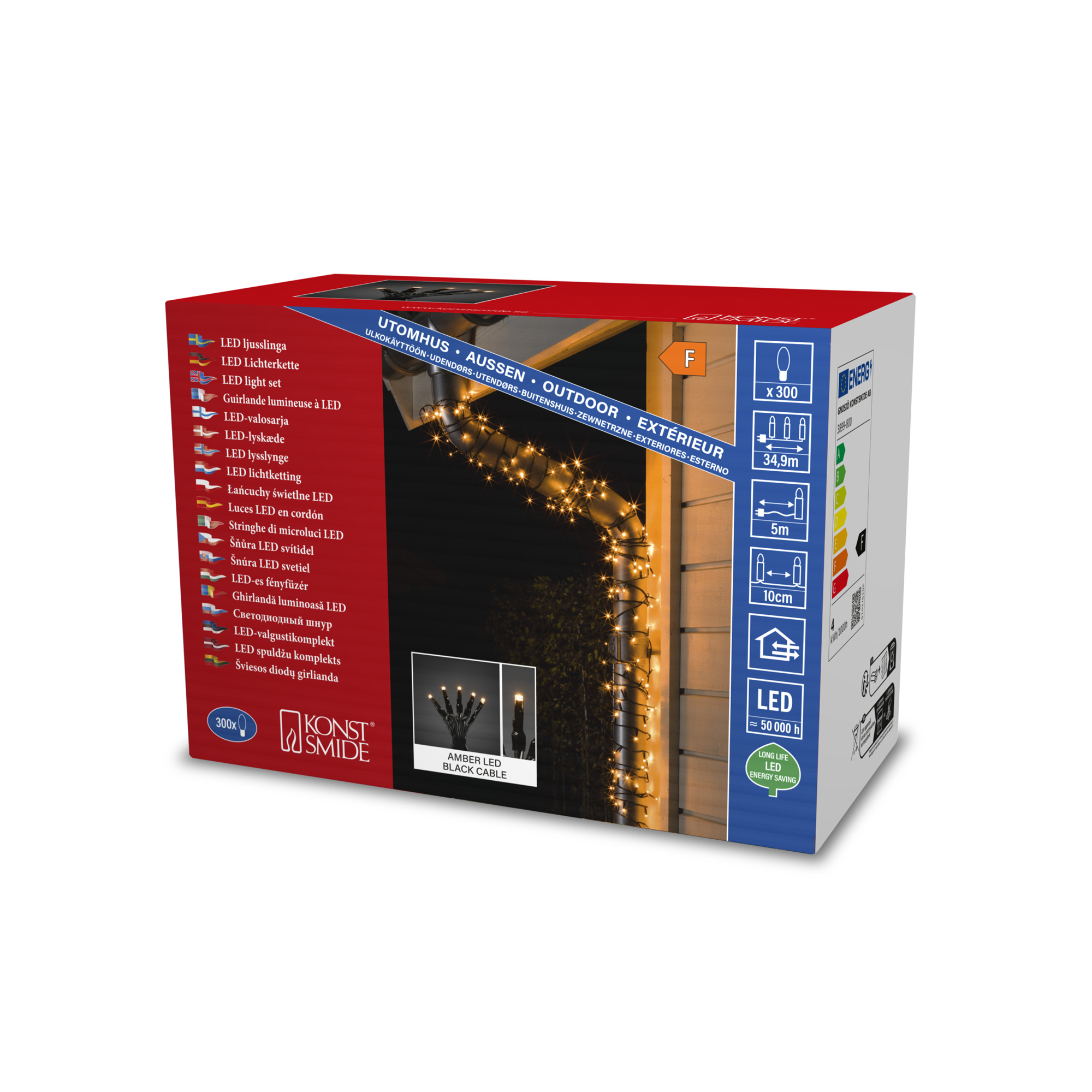 Ljusslinga Gnosjö Konstsmide 300st LED-lampor Amber 30V/IP44 Utomhus