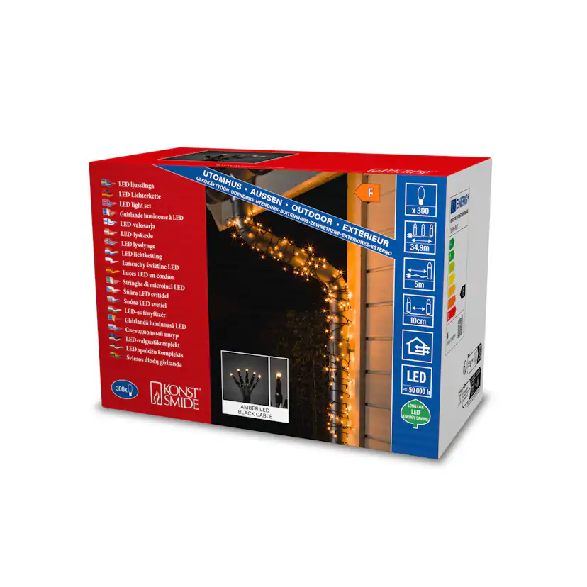 Ljusslinga Gnosjö Konstsmide 300st LED-lampor Amber 30V/IP44 Utomhus