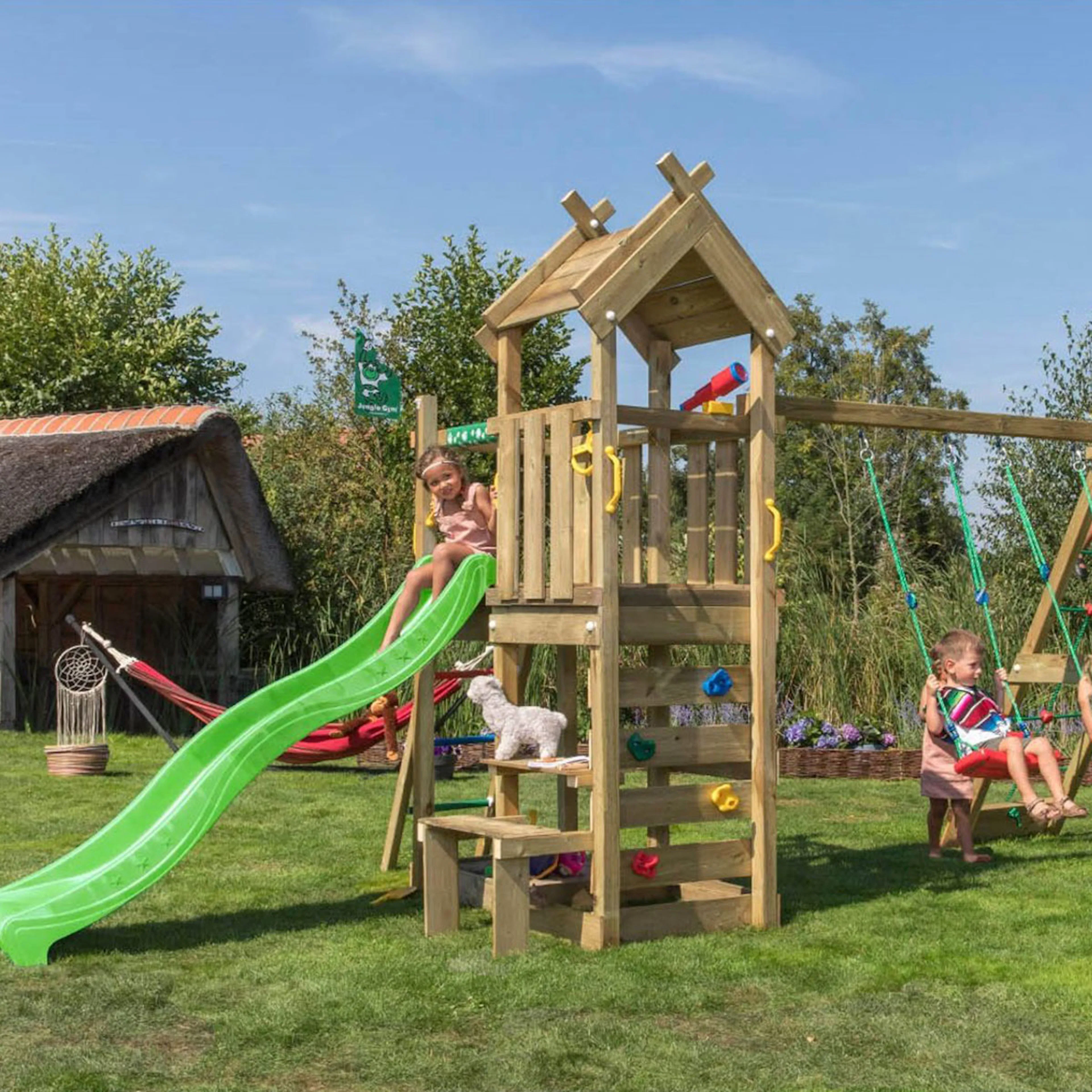 Jungle Gym Teepee lektorn komplett inkl. klättermodul och gr Grön