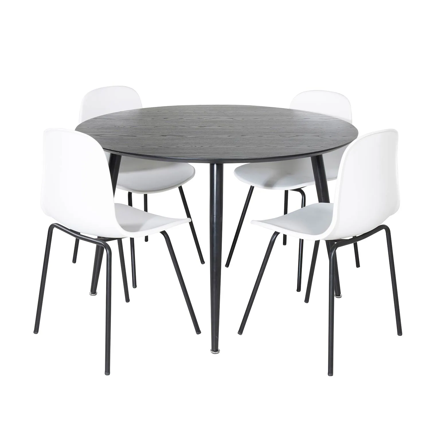 Dipp Table - Black Veneer /AllArctic Chair-White Plastic_4 Svart/Vit
