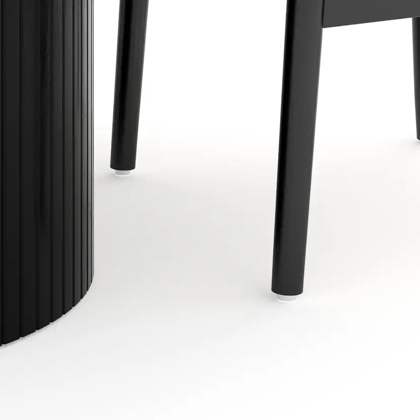 Matgrupp Bark Kopparbo Runt Matbord 106-156 cm Svart Förlängningsbartt med 4Dastoori Matstol