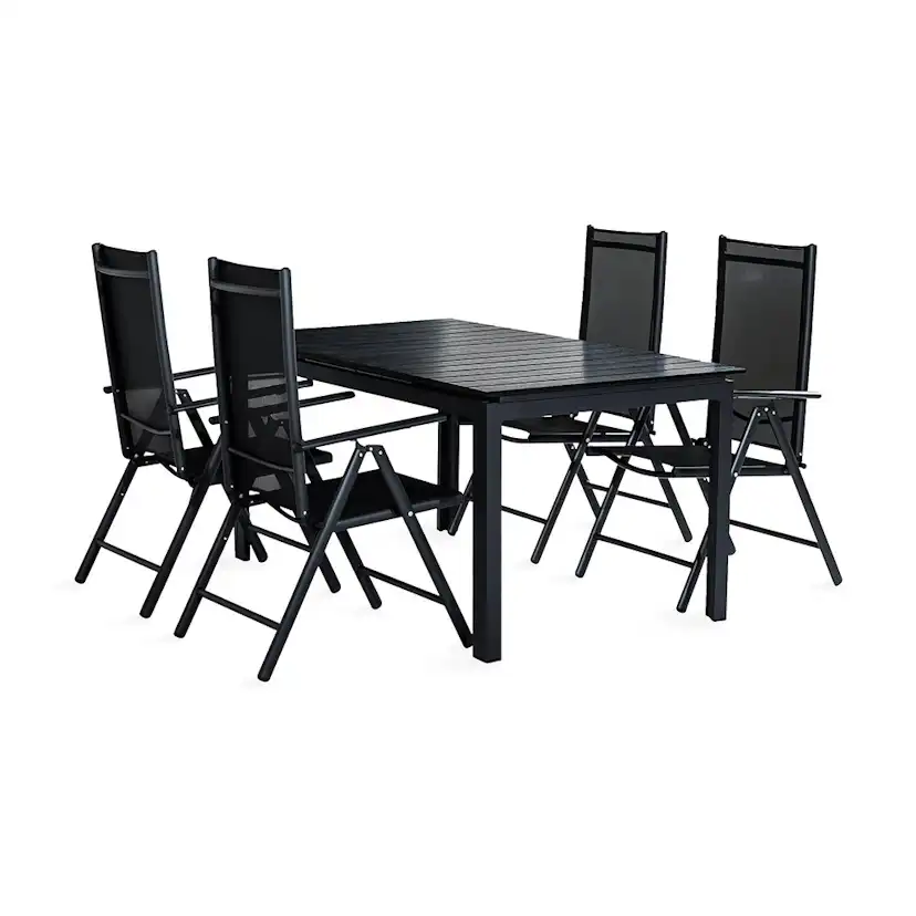 Matgrupp Comfort Garden Tunis 152-210x90 med 4 Positionsstolar Maggie