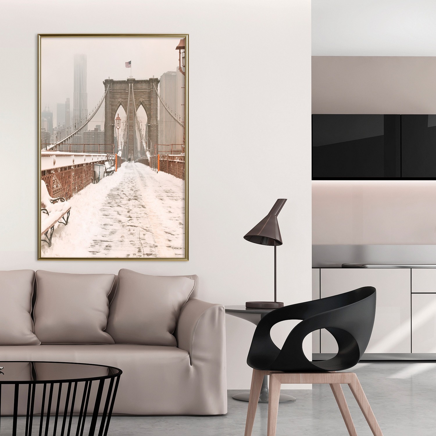 Poster Artgeist Affisch Brooklyn Bridge in Sepia