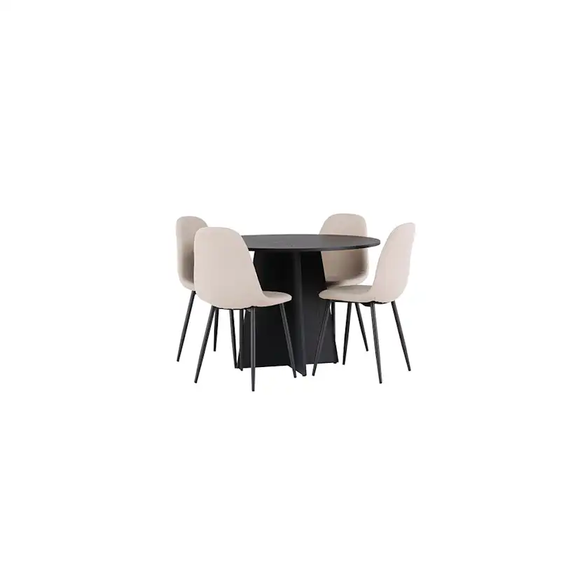 Matgrupp Venture Home Bootcut Ø110 cm med 4 st Polar stolar Beige
