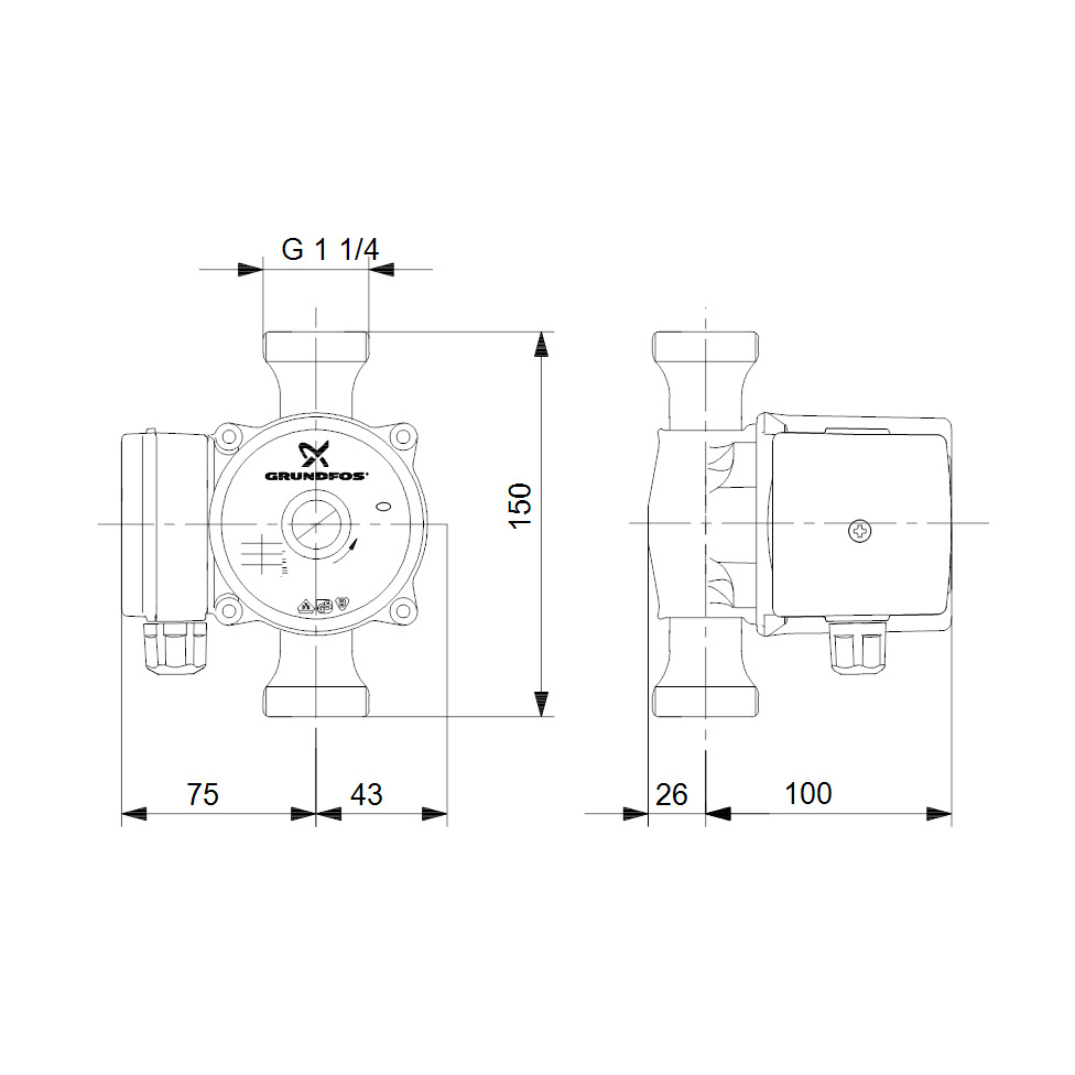 Tappvarmvattenpump Grundfos UP 20-15 N 150