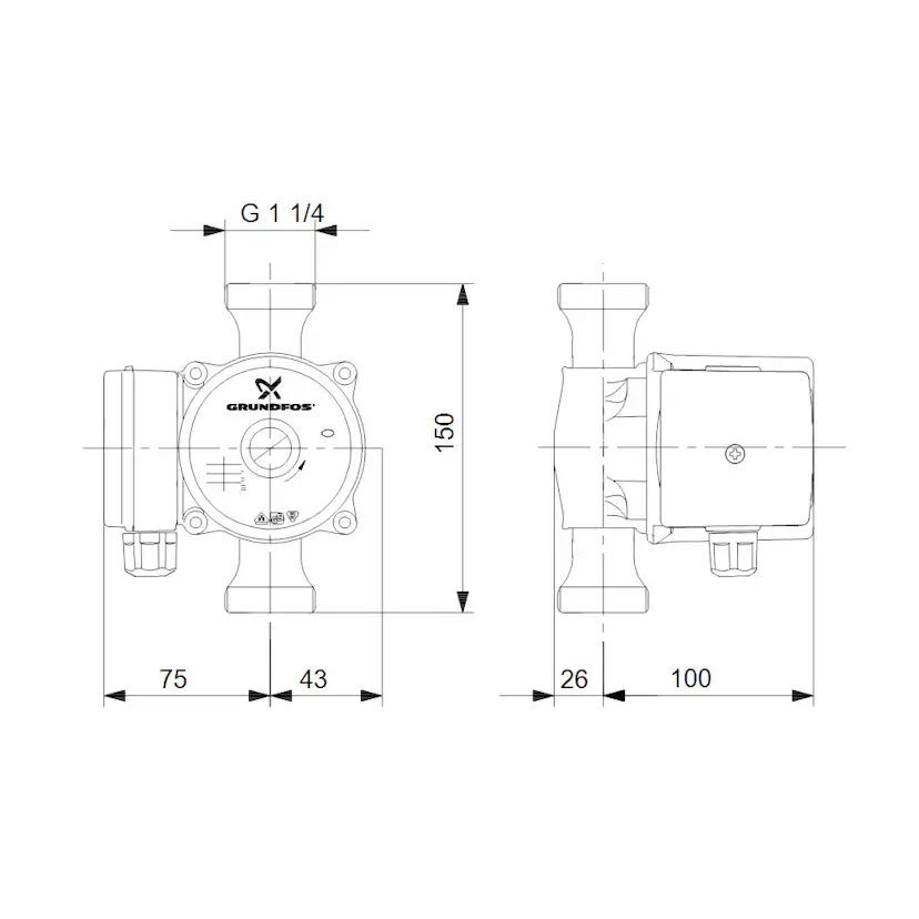 Tappvarmvattenpump Grundfos UP 20-15 N 150