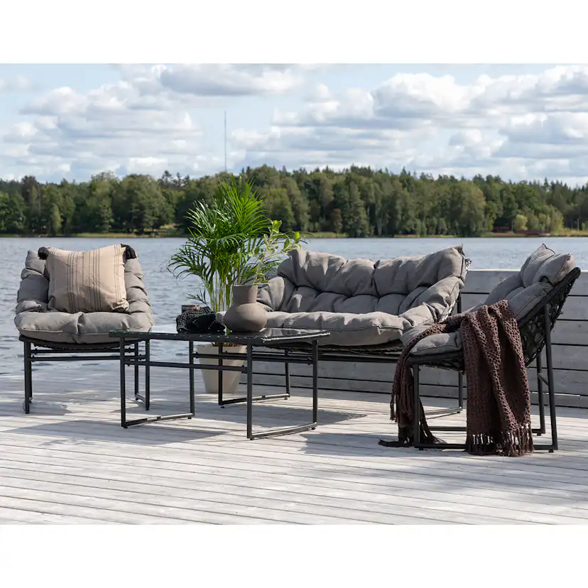 Loungeset Venture Home Ture Soffgrupp Svart med Dynor Utomhus