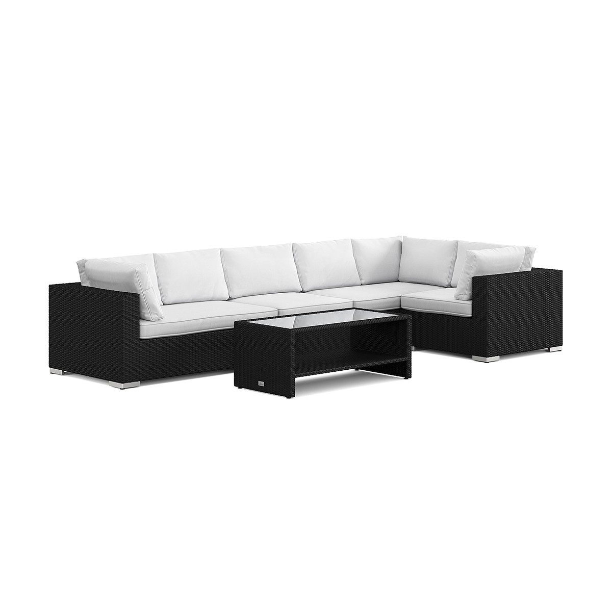 Loungegrupp Comfort Garden Bahamas utomhus hörnsoffa 6-sits vändbar och bord med hylla