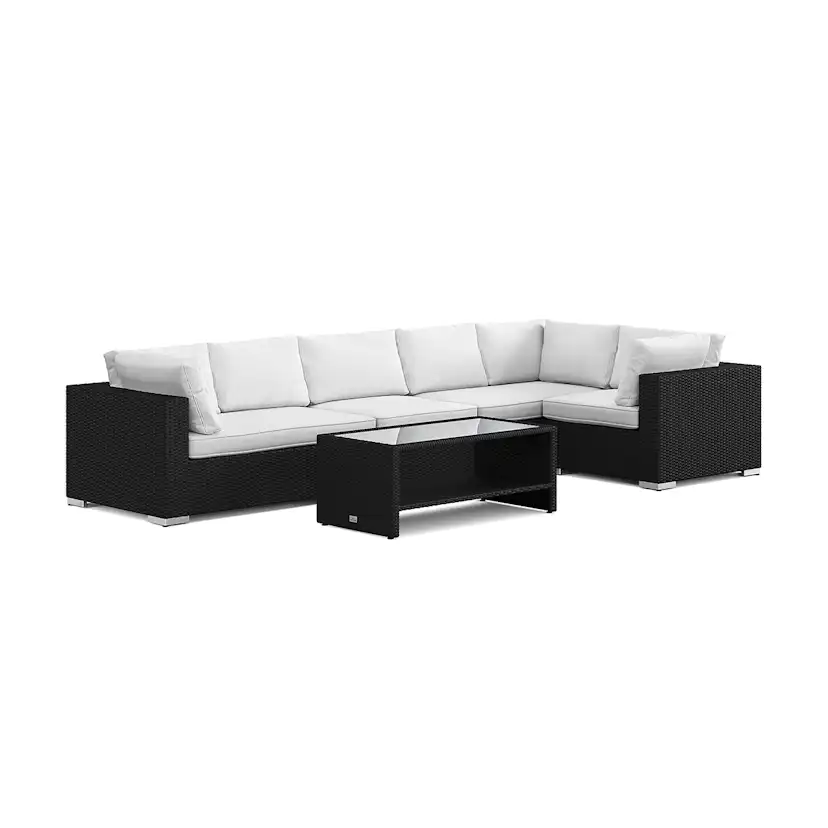 Loungegrupp Comfort Garden Bahamas utomhus hörnsoffa 6-sits vändbar och bord med hylla