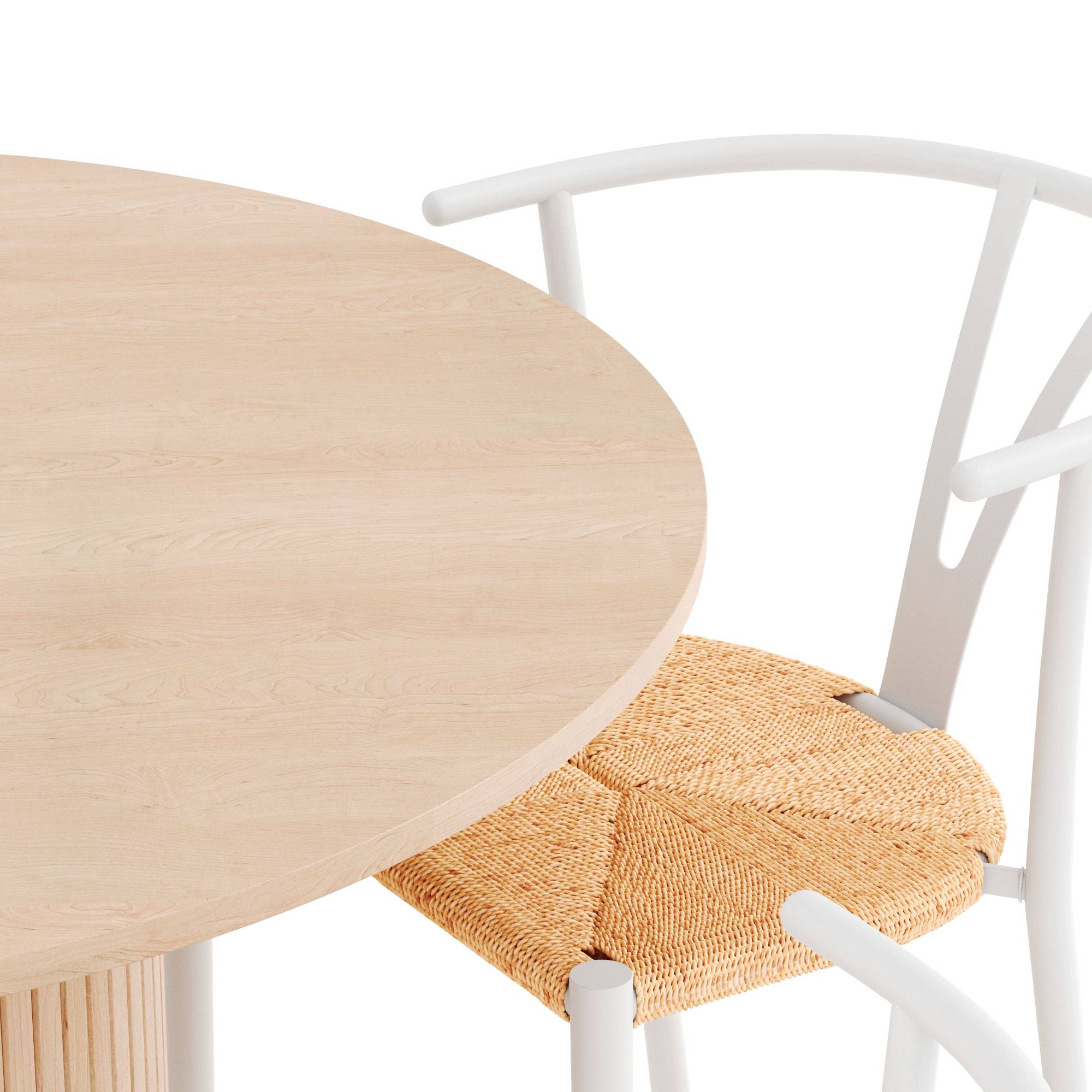 Matgrupp Bark Kopparbo Runt Matbord 106-156 cm Förlängningsbartt med 4 Elysia Matstol