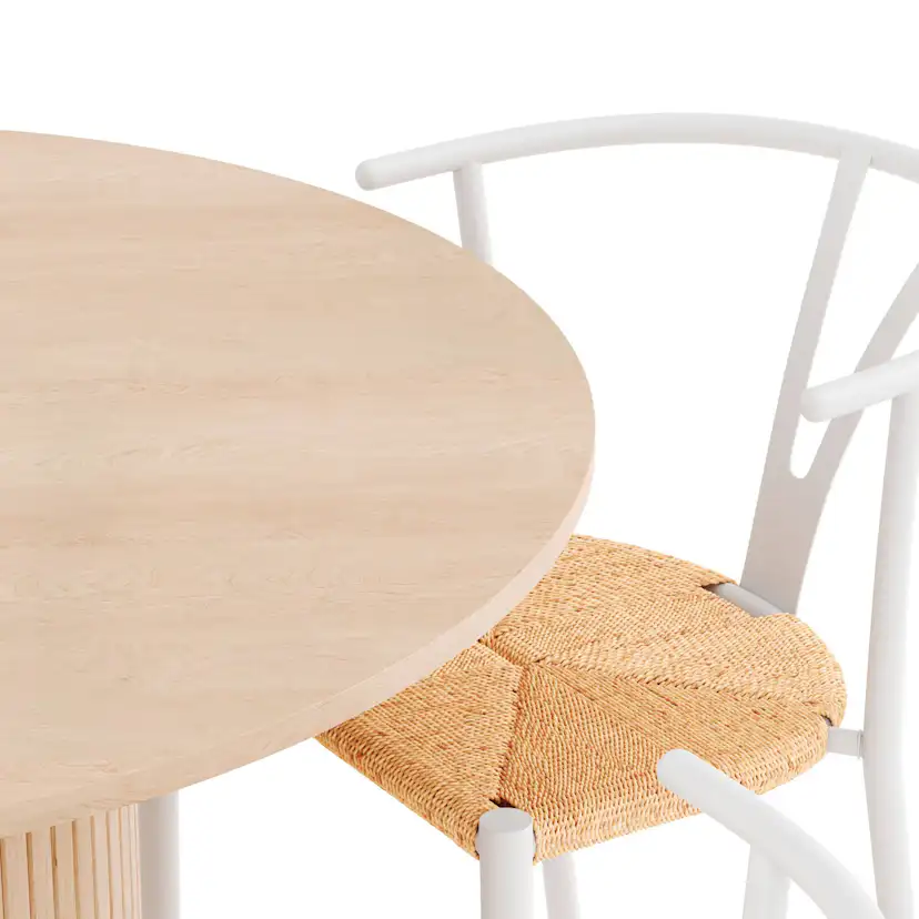 Matgrupp Bark Kopparbo Runt Matbord 106-156 cm Förlängningsbartt med 4 Elysia Matstol