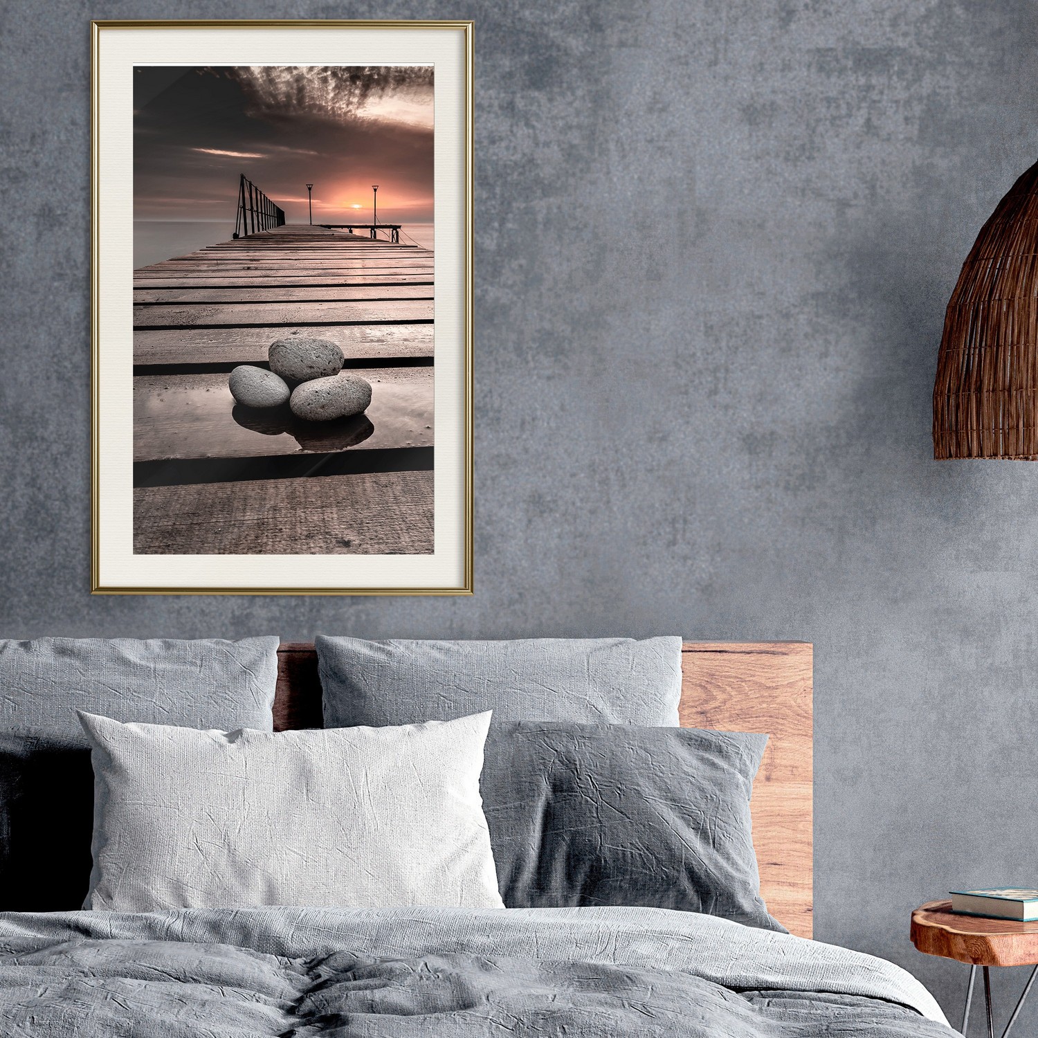 Affisch - September Sunset [Poster] 30x45 Guld ram med passepartout, 30x45 cm