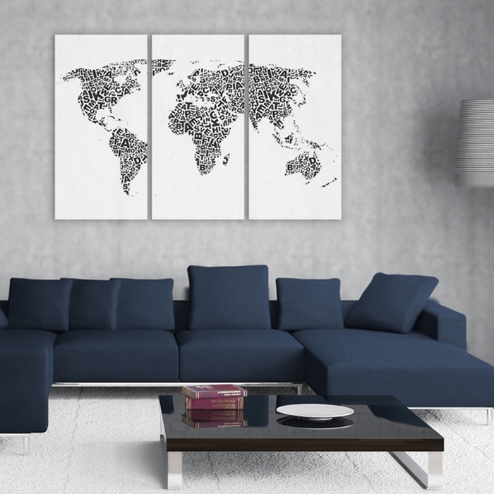 Tavla Arkiio Världskartan Alfabetet Triptych