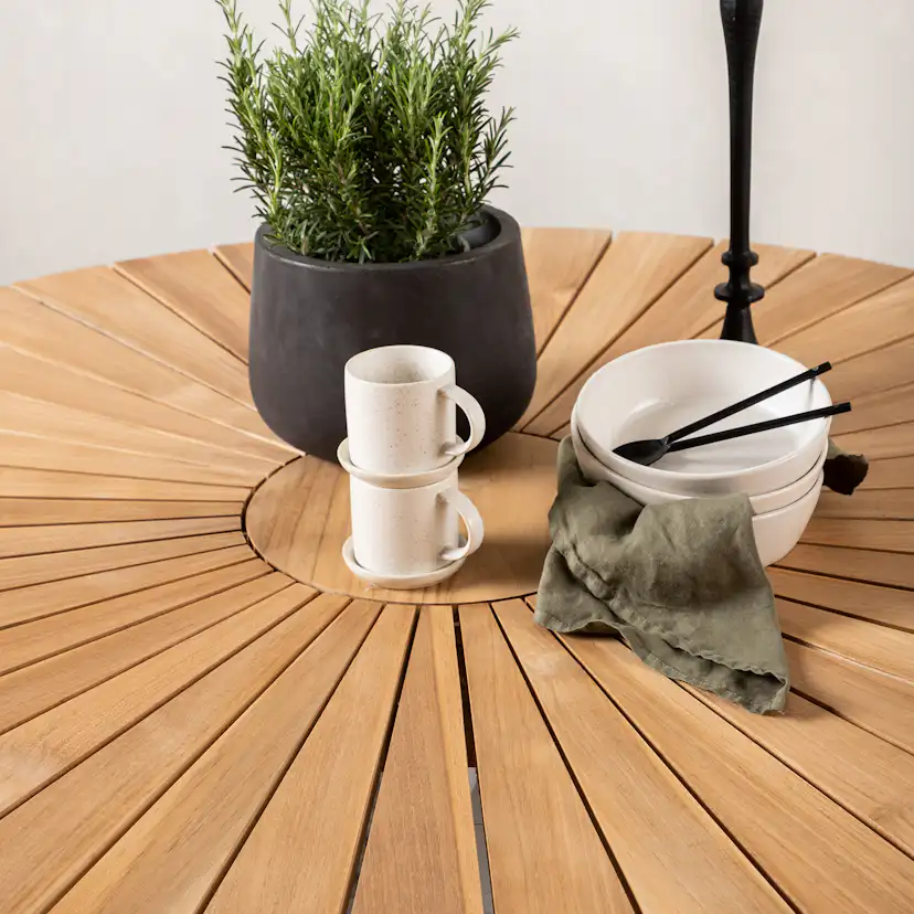 Mexico matbord ø140 - vit / teak Vit/Teak