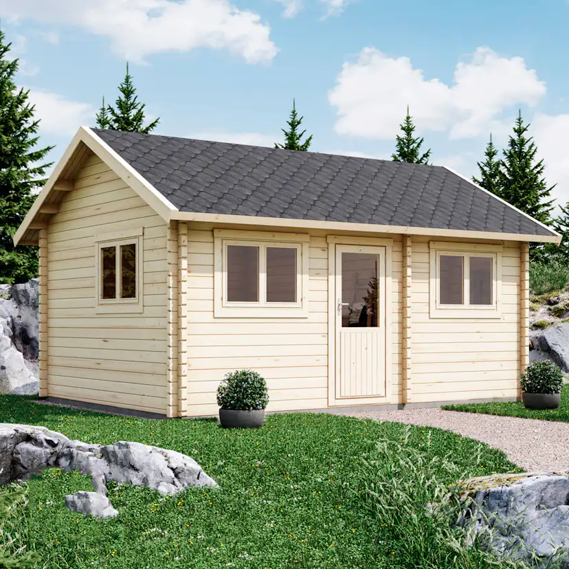 Attefallshus Luoman Lillevilla 100C-4 22,04 m² med Sadeltak & Loft i Trä
