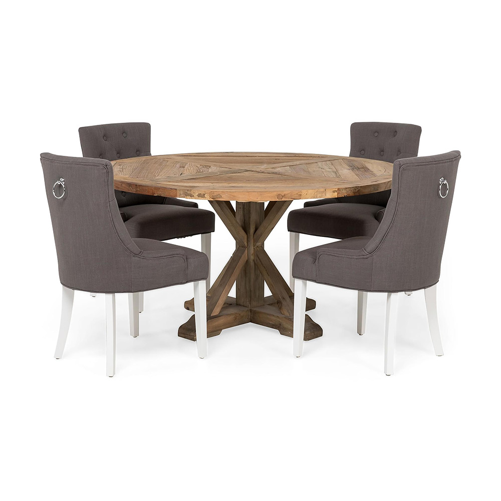 Matgrupp In Living Lyon Ø150 cm Rund Natur med 4 st Viktoria Stolar