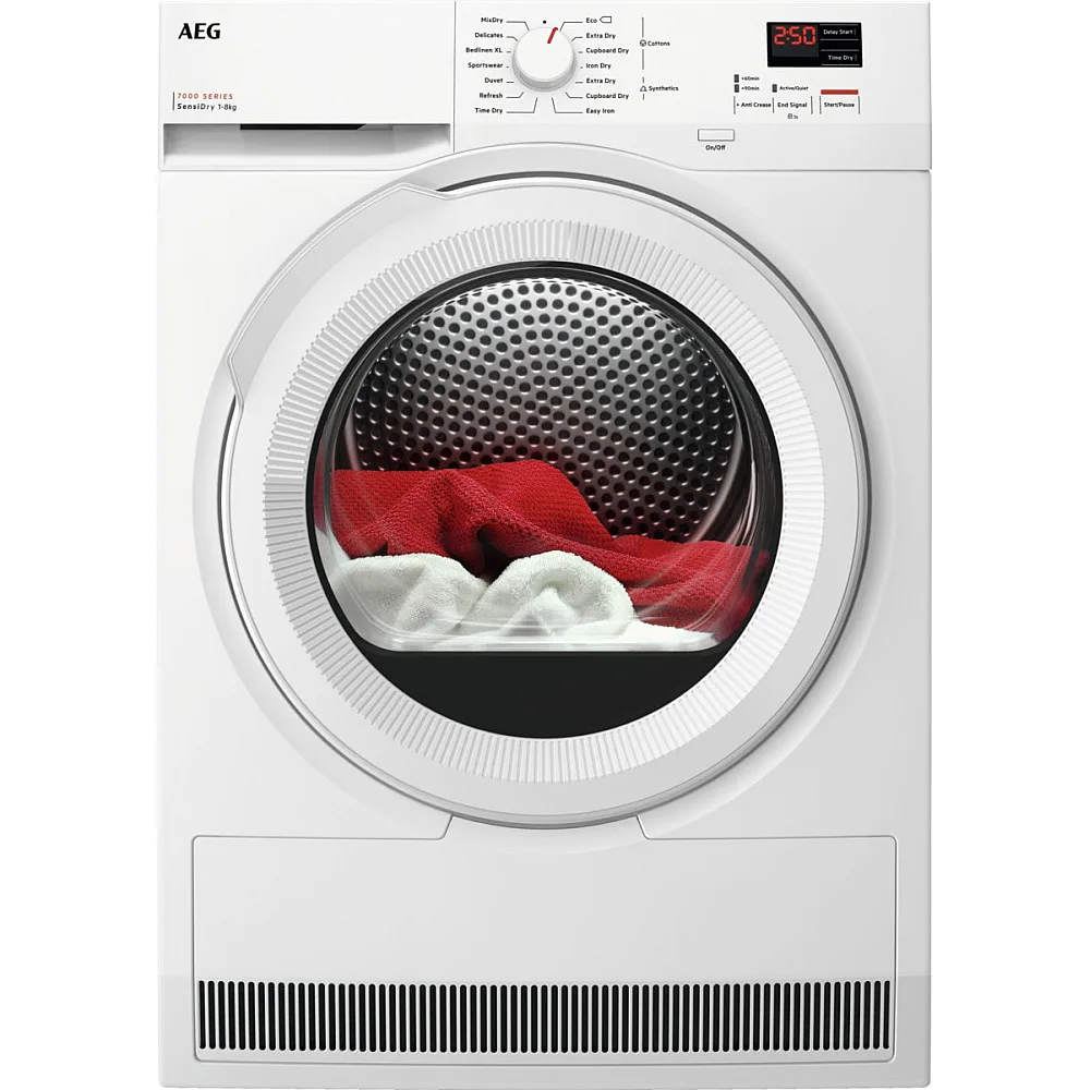 Värmepumpstumlare AEG SensiDry® TR702G84G med Energisparande Teknik Vit