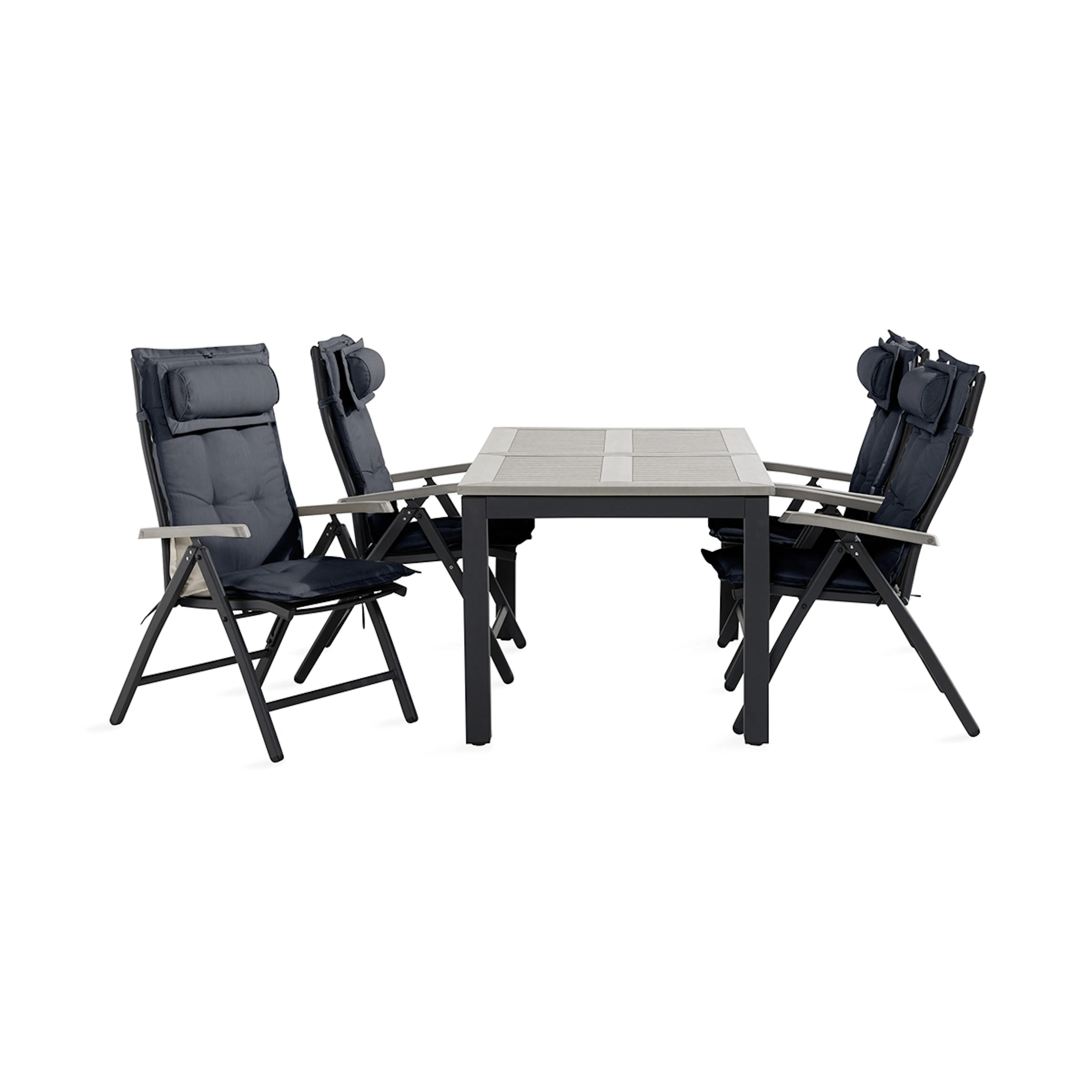 Trädgårdsgrupp Comfort Garden Monaco Matgrupp Utomhus 90x152-210 + 4 Positionsstolar m Dyna