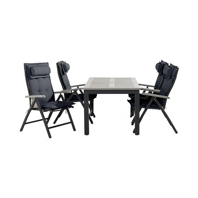 Trädgårdsgrupp Comfort Garden Monaco Matgrupp Utomhus 90x152-210 + 4 Positionsstolar m Dyna