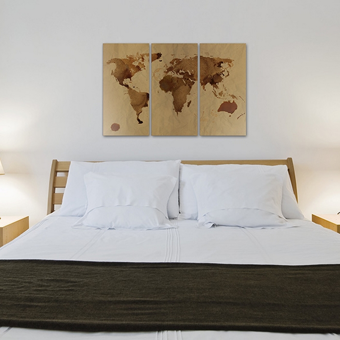 Tavla Arkiio Världen Målad Med Kaffe Triptych