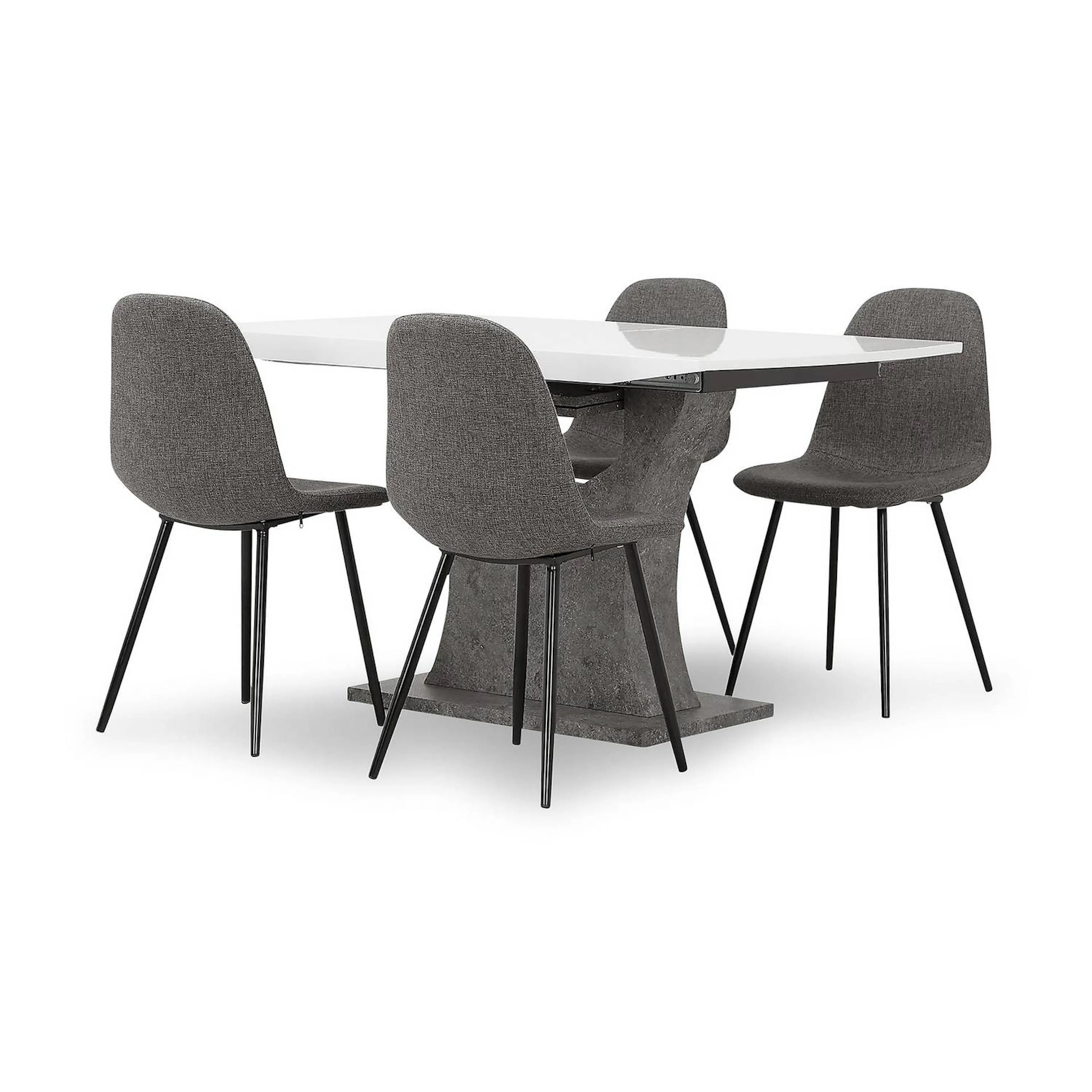 Matgrupp Concept 55 Azusa Rektangulärt Matbord 140-180 cm Förlängningsbartt med 4 John Matstol