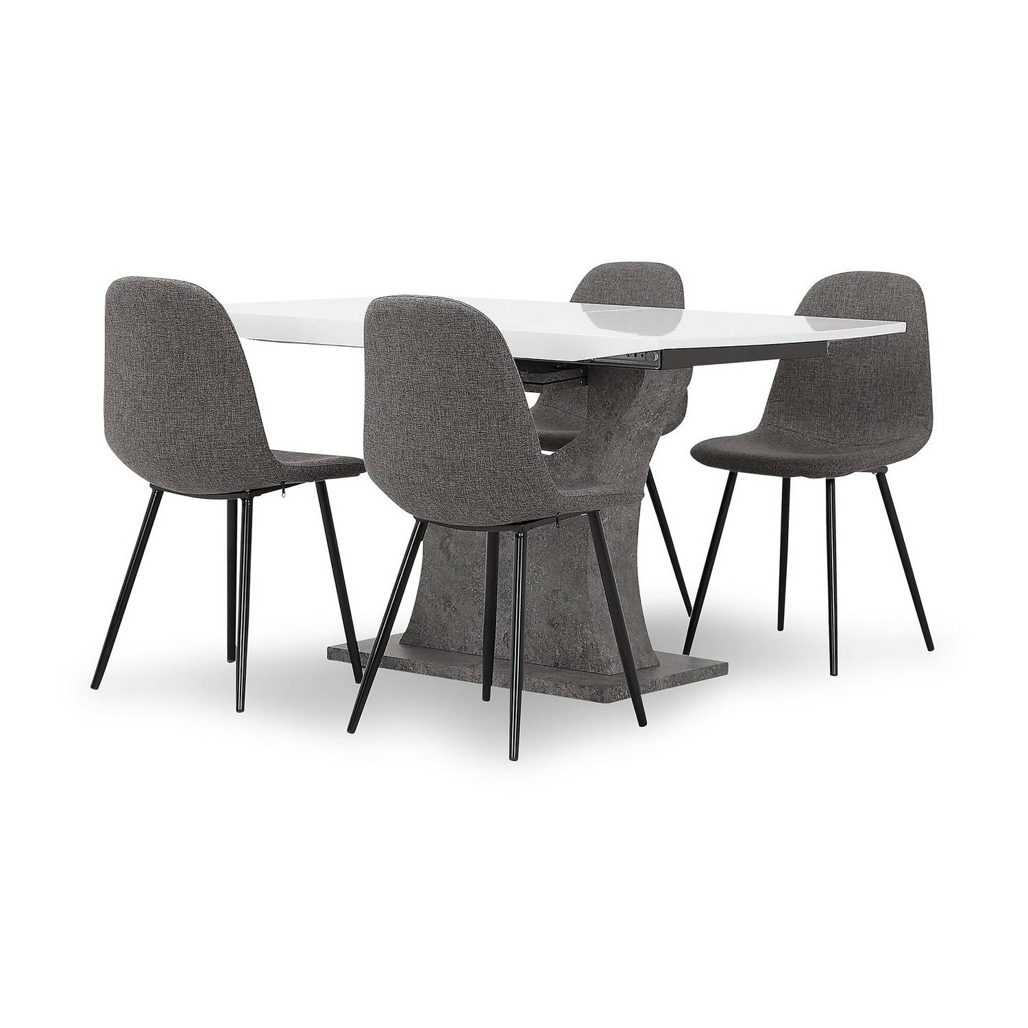 Matgrupp Concept 55 Azusa Rektangulärt Matbord 140-180 cm Förlängningsbartt med 4 John Matstol