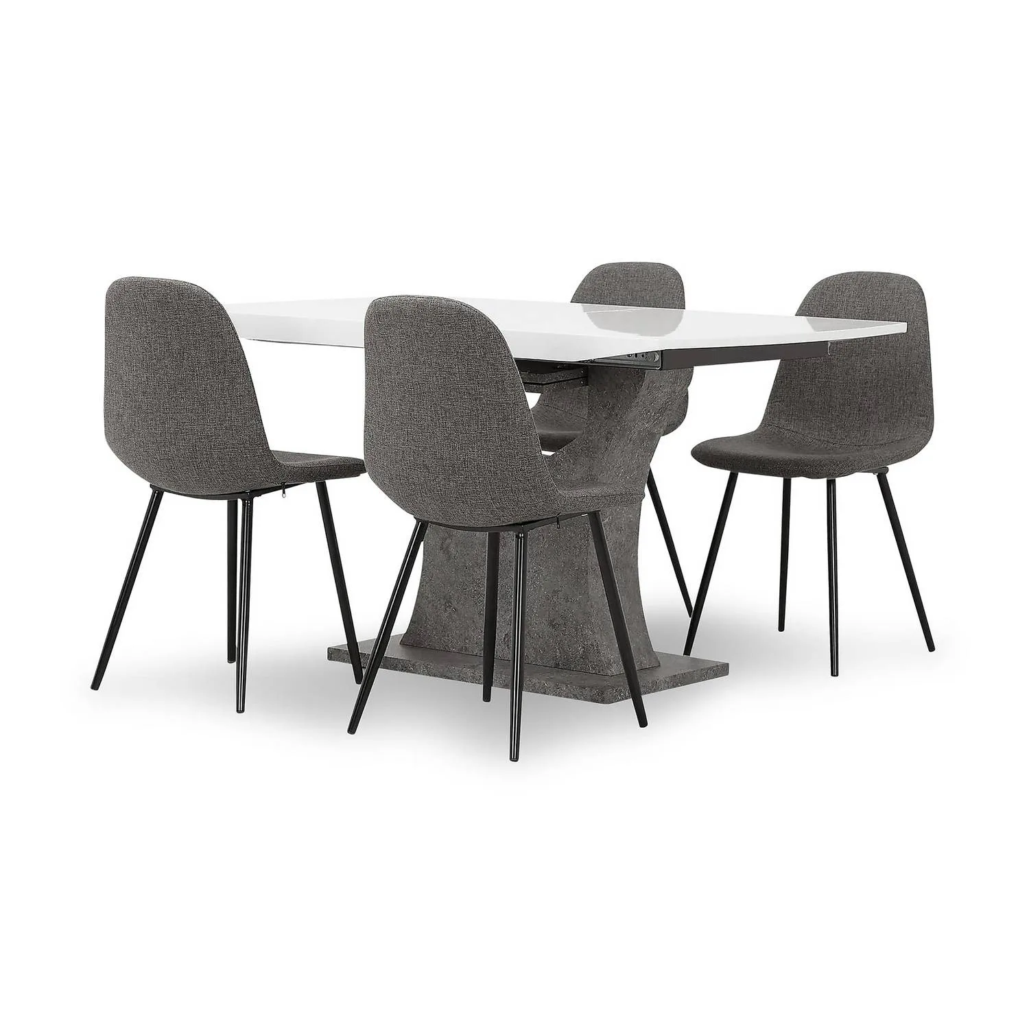 Matgrupp Concept 55 Azusa Rektangulärt Matbord 140-180 cm Förlängningsbartt med 4 John Matstol
