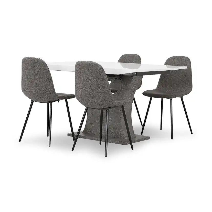 Matgrupp Concept 55 Azusa Rektangulärt Matbord 140-180 cm Förlängningsbartt med 4 John Matstol