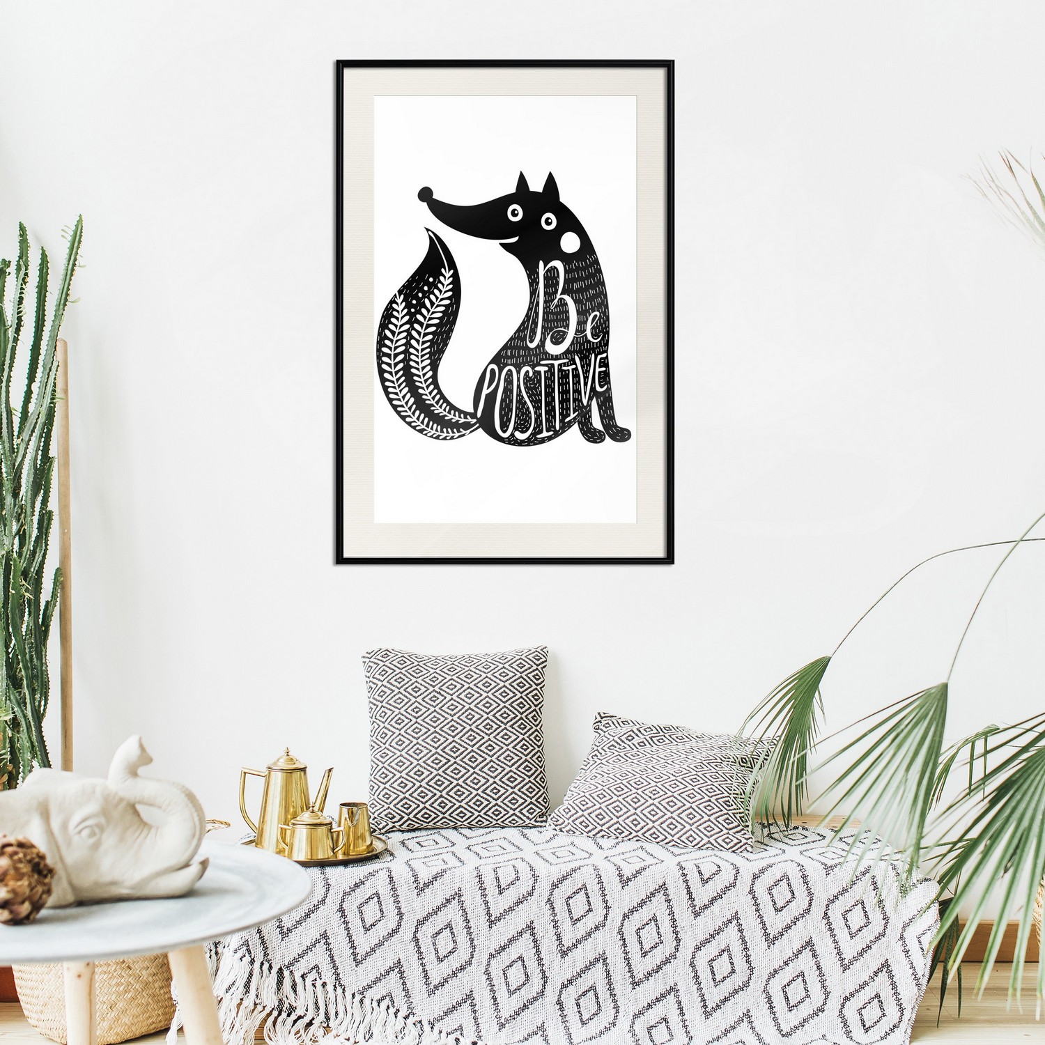 Affisch - Be Positive [Poster] 20x30 Svart ram med passepartout, 20x30 cm