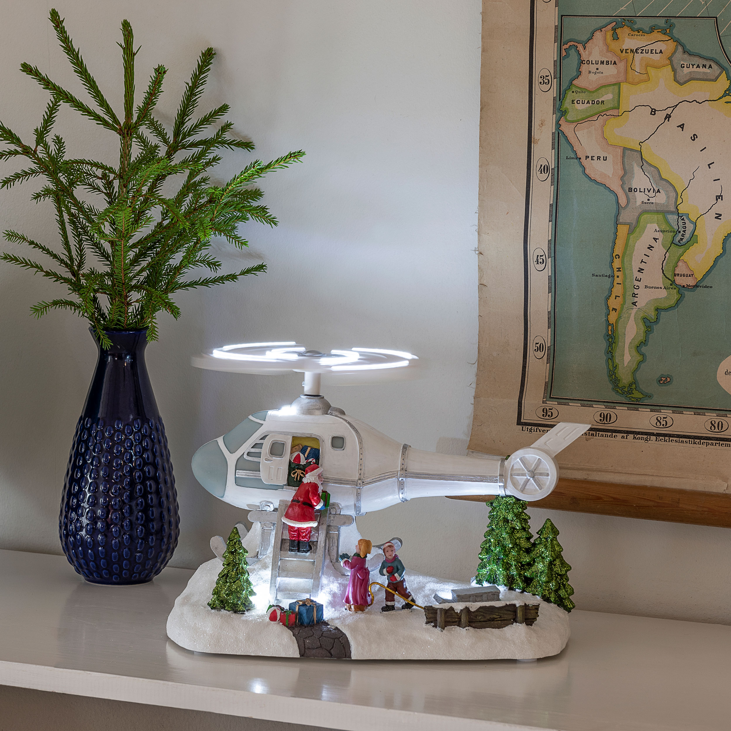 Julby Julfigur Gnosjö Konstsmide Tomte med Helikopter