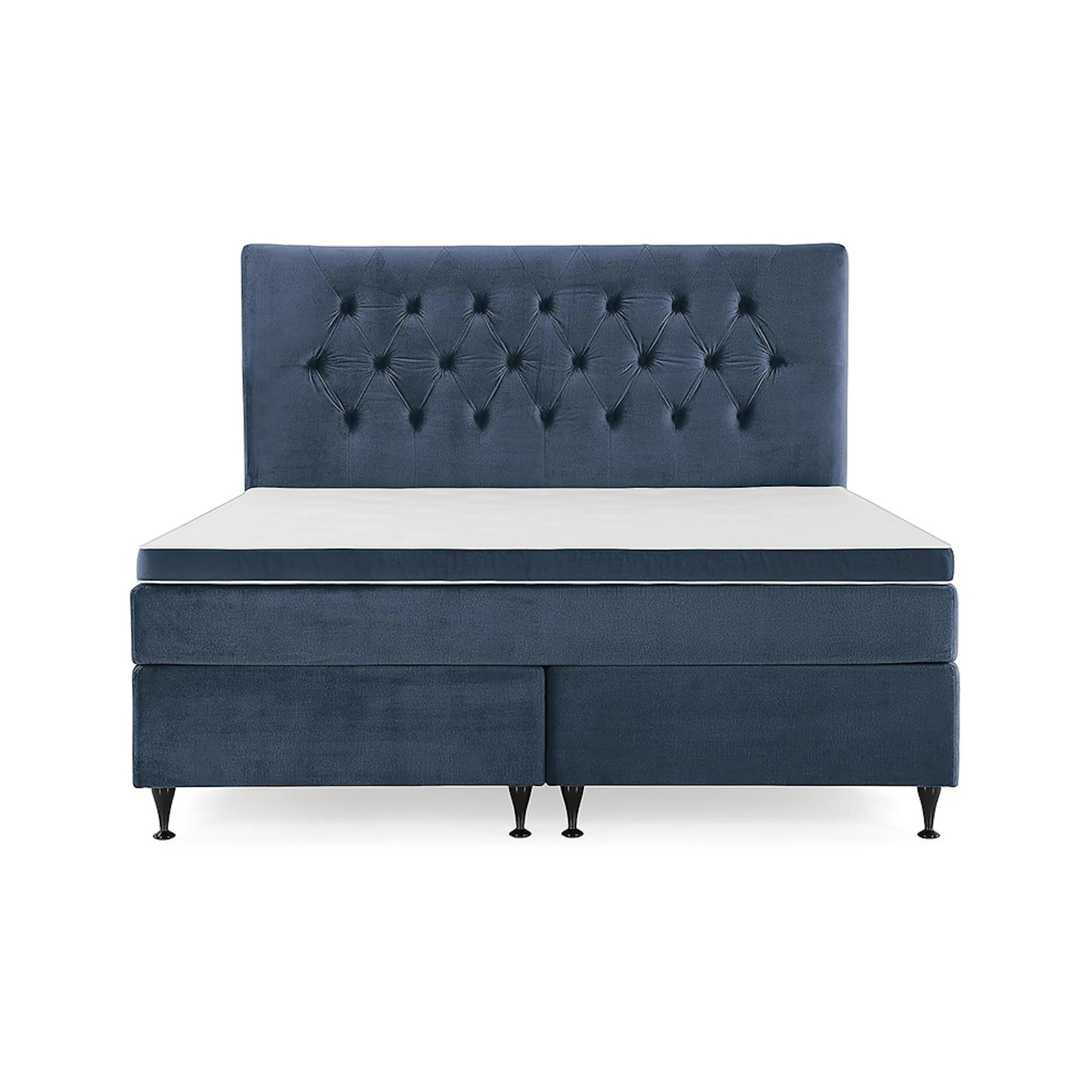 Royal Velvet Komplett Sängpaket 180x200 Blå, Låga Svarta Ben