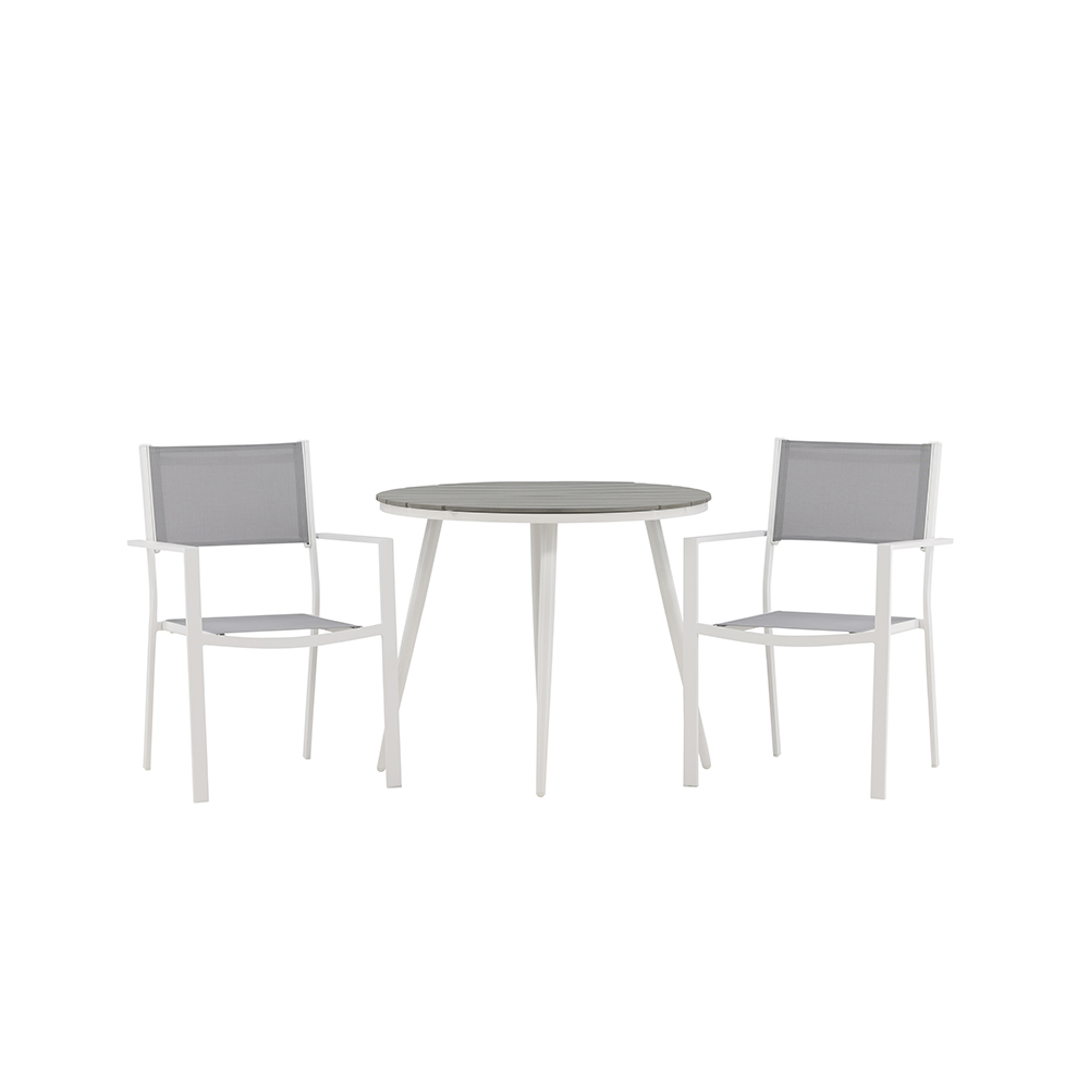 Break - Dining Table Round- White / Grey - Alu / Aintwood - Grå/Vit