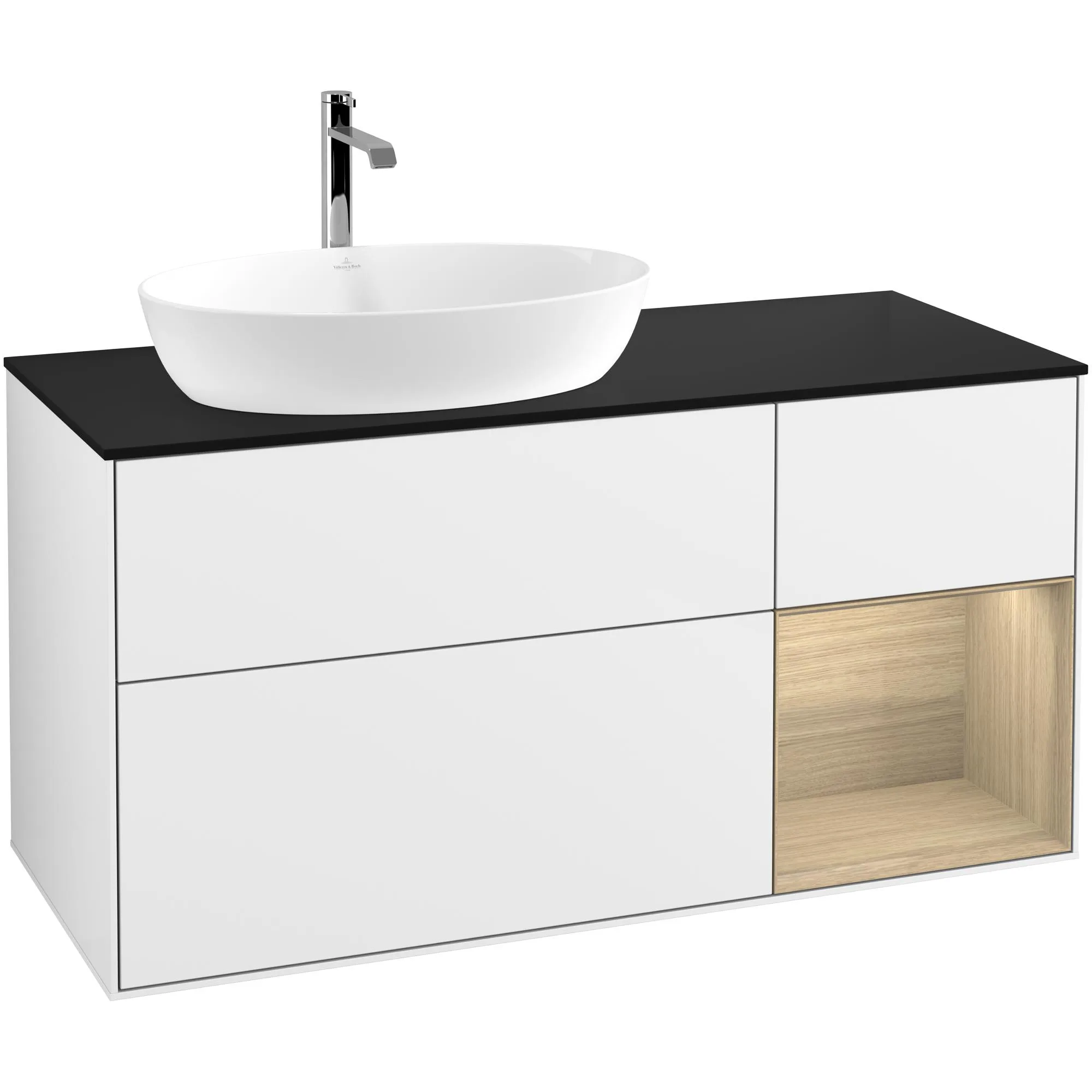 Tvättställsskåp Villeroy & Boch Finion med 3 Lådor Hylla och Bänkskiva för Ocentrerat Tvättställ från Artis & Collaro