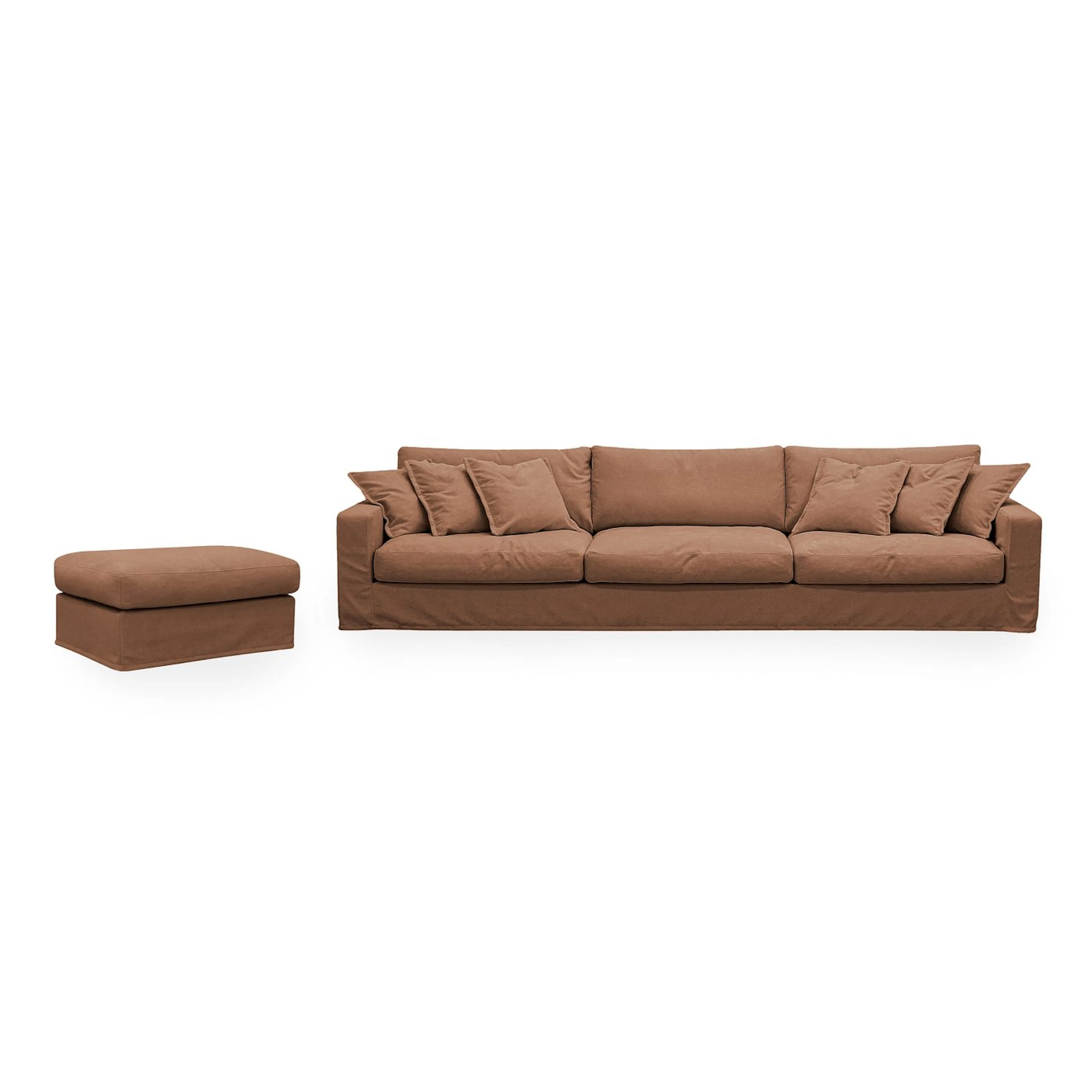Soffgrupp Scandinavian Choice Valencia Extra Djup 5-sits soffa + fotpall med avtagbar och tvättbar klädselxStorm 54, Rostbrun Tyg