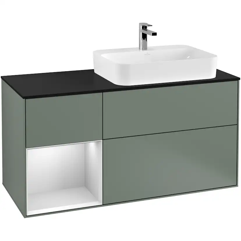Tvättställsskåp Villeroy & Boch Finion med 3 Lådor Hylla och Bänkskiva för Ocentrerat Ytmonterat Tvättställ