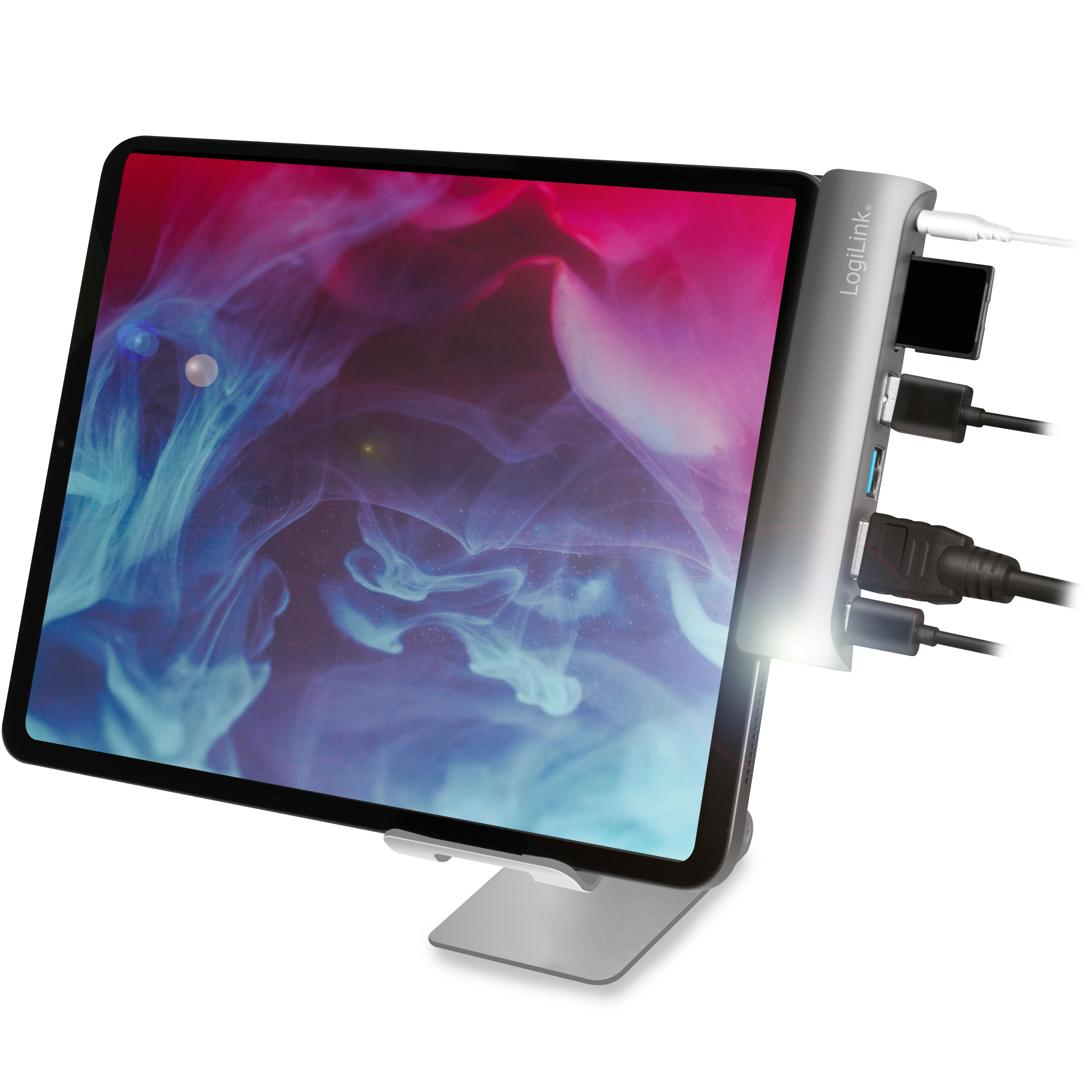 USB-dockningsstation LogiLink iPad 7-port USB3.2 Alu