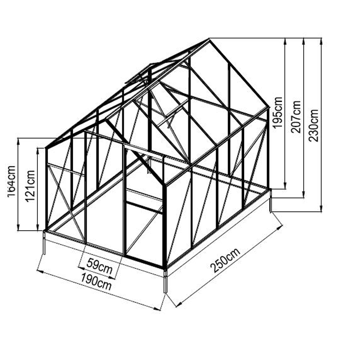 Växthus Mag-Pro  4,8 m² Svart Med Sockel