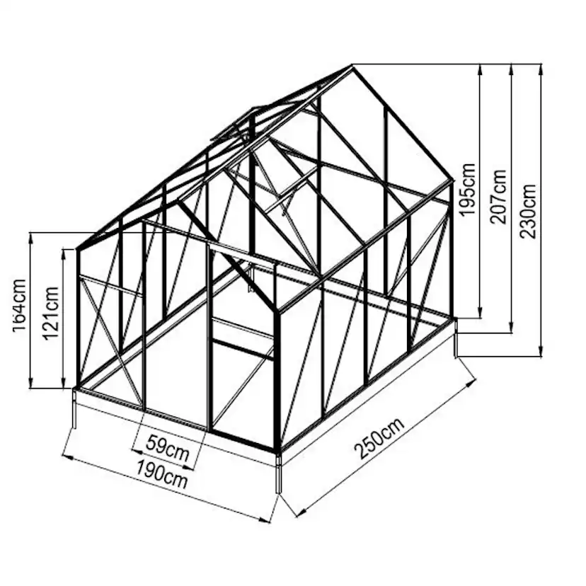 Växthus Mag-Pro 4,8 m² Svart Med Sockel