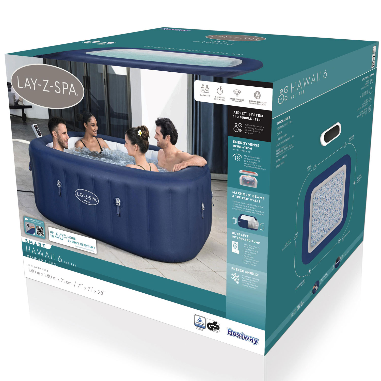 Uppblåsbart Spabad Bestway Lay-Z-Spa® Hawaii EnergySense AirJet 6