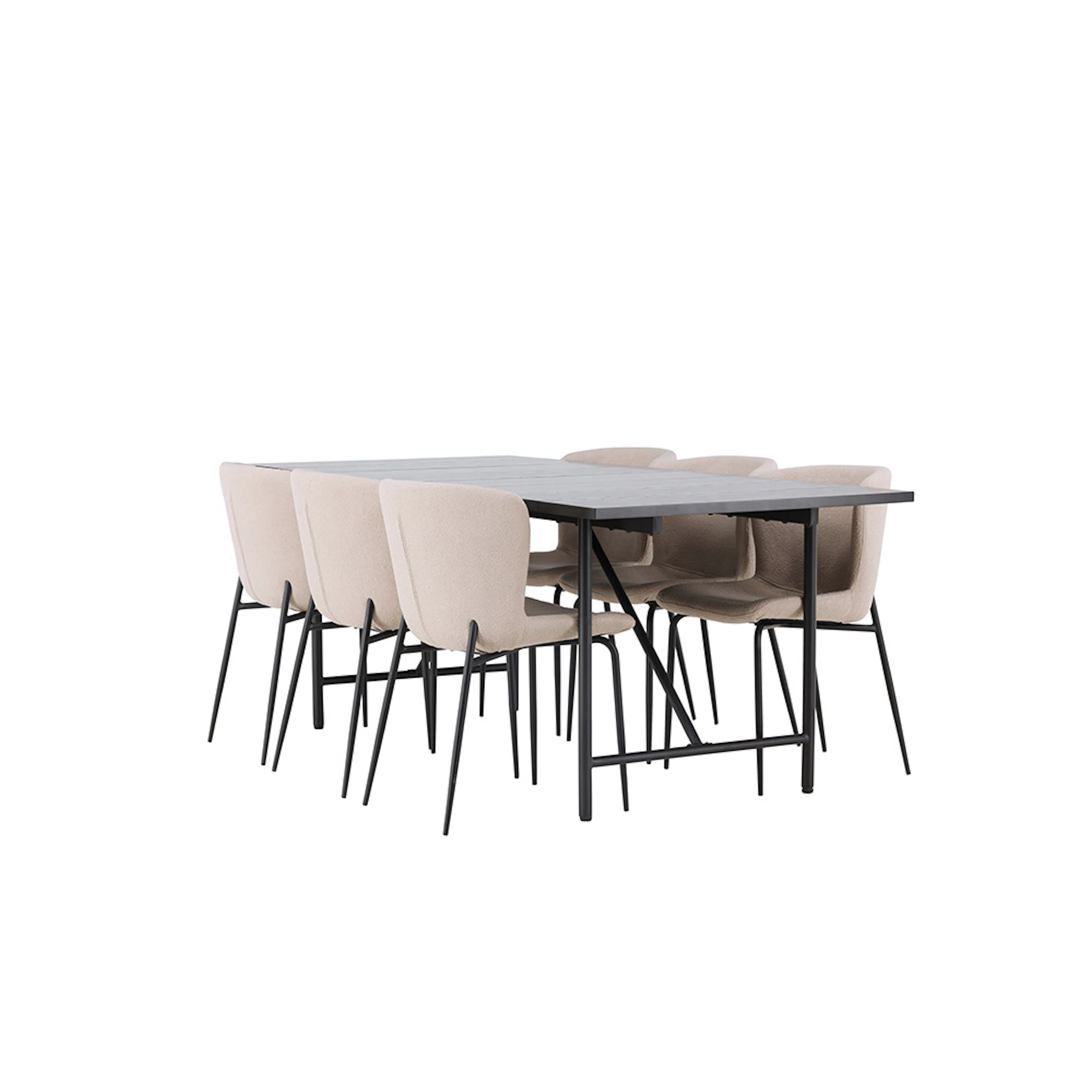 Matgrupp Venture Home Astrid med 6 Modesto Stolar Svart/Beige