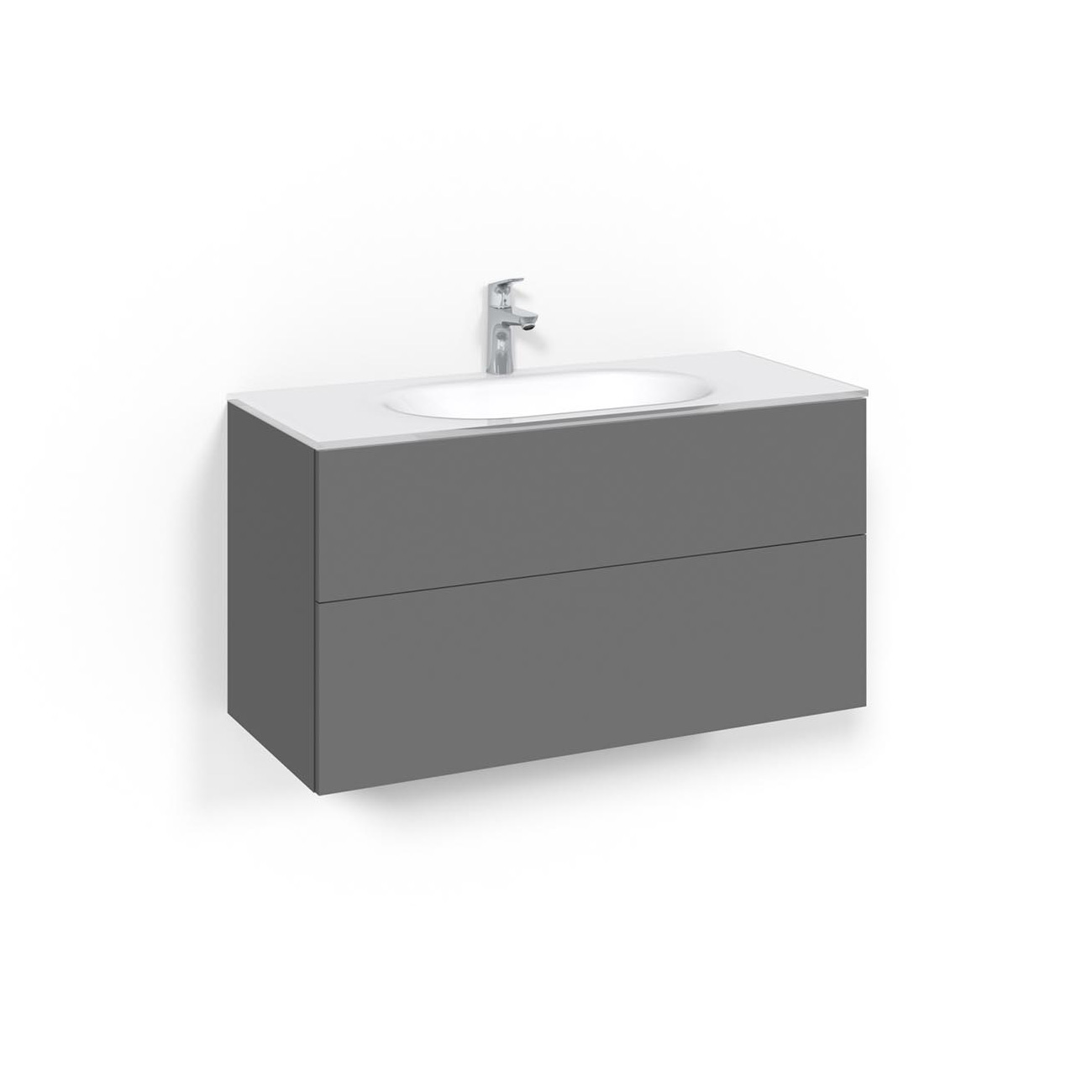 Tvättställsskåp Macro Design Crown Push Open Med Glastvättställ