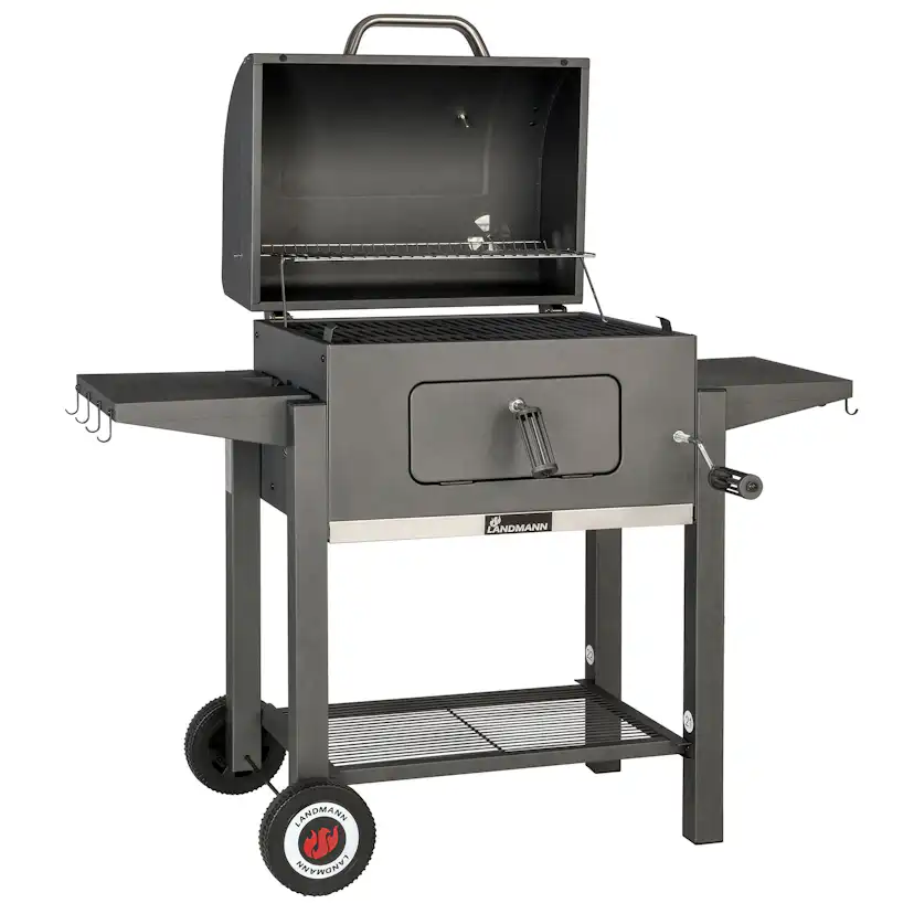 Kolgrill Landmann Tennessee Broiler Grilltunna med Fällbara Sidobord & Integrerad Termometer