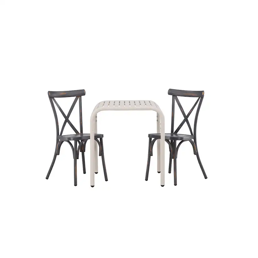 Borneo Cafetable Aluminium - Beige / Kvadrat 70*70* +Tablas Mörkgrå/Beige