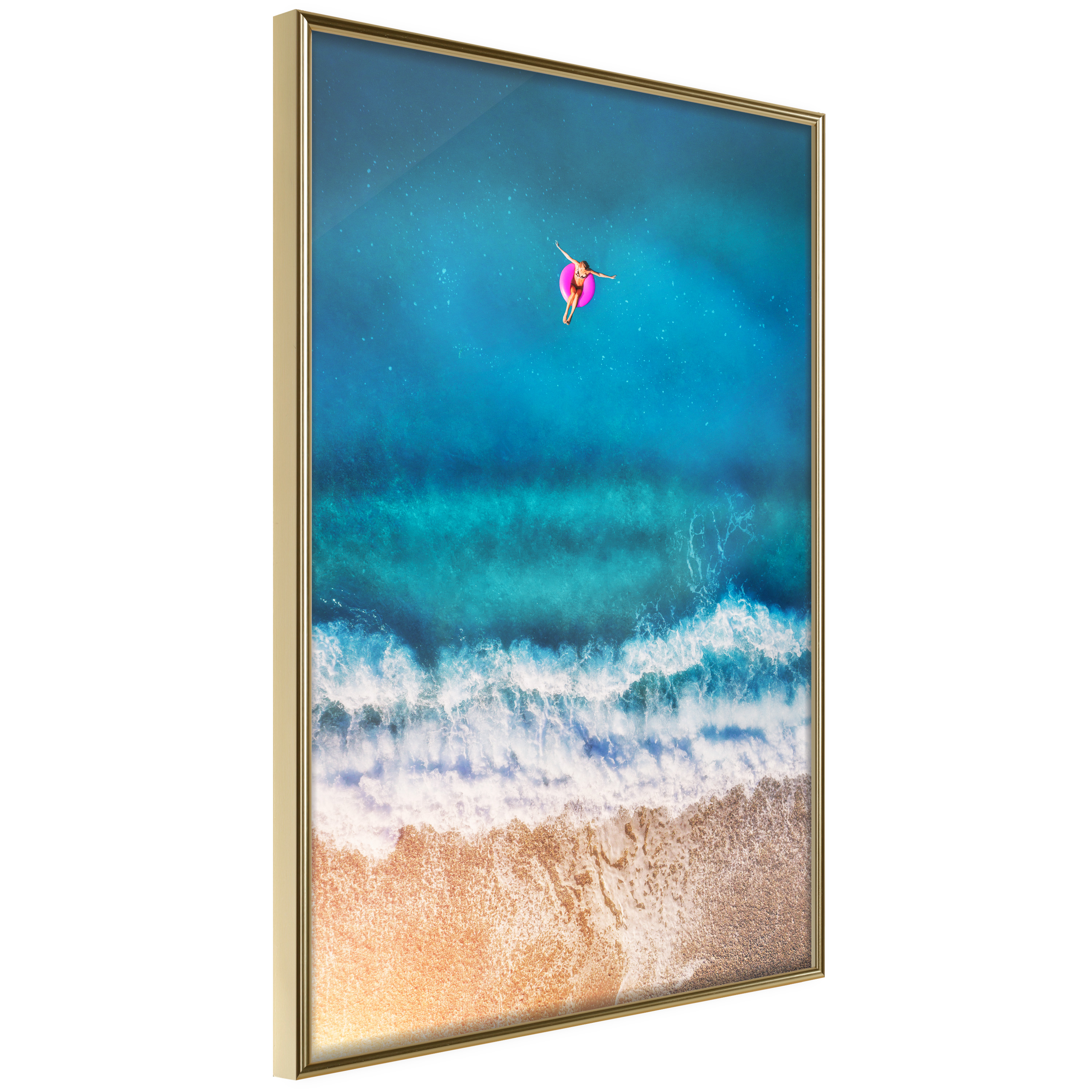 Affisch - Swimming In The Sea [Poster] 20x30 Guld ram, 20x30 cm