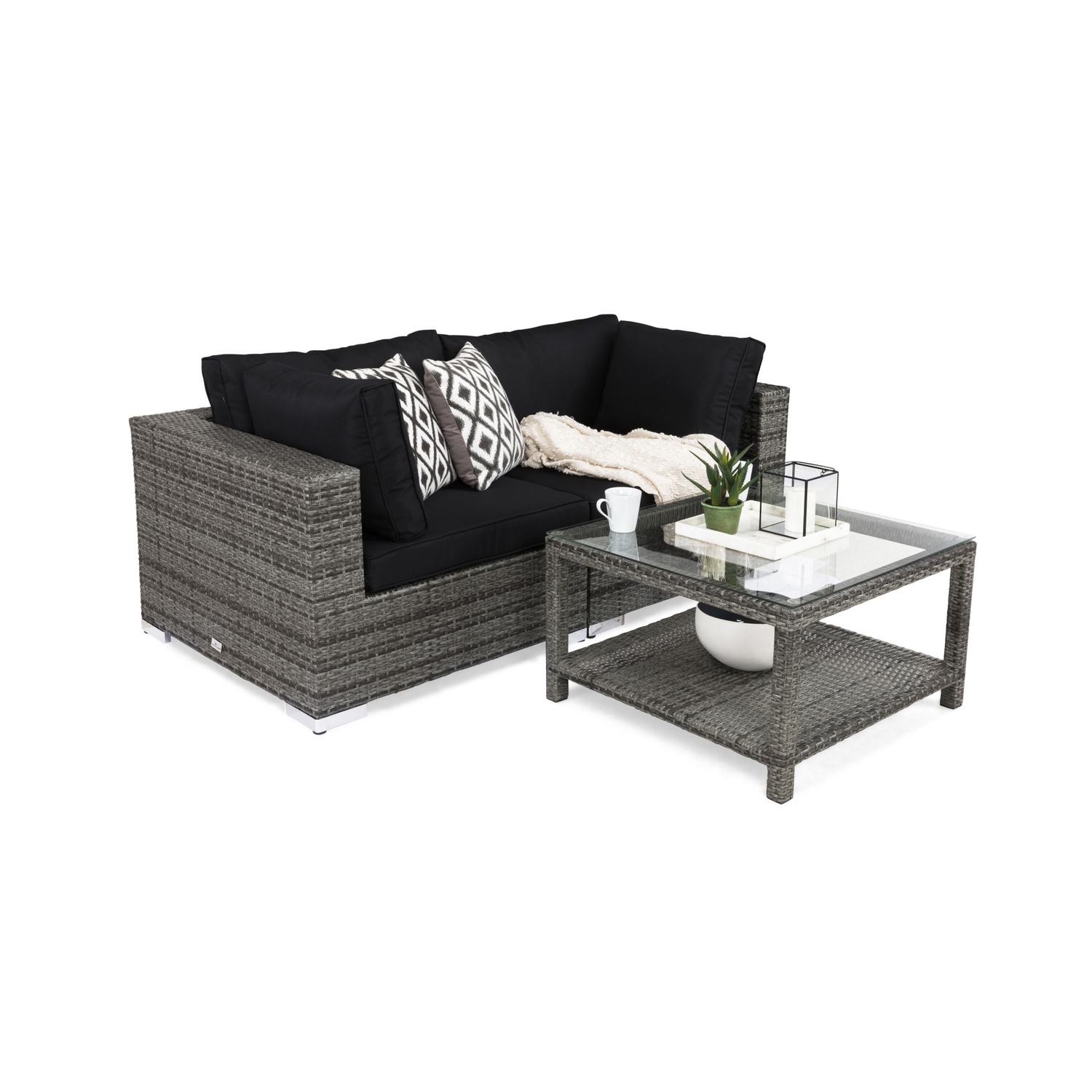 Bahamas Loungegrupp 2-sits Bord 75x75 Grå