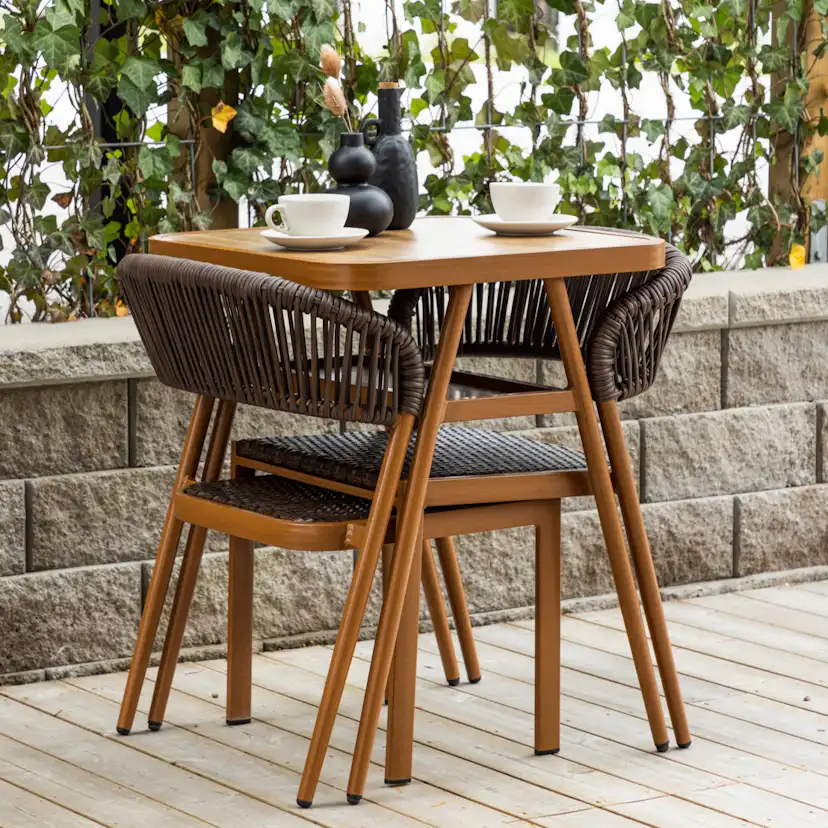 Caféset Venture Home Amadora Trädgårdsgrupp i Brun Aluminium