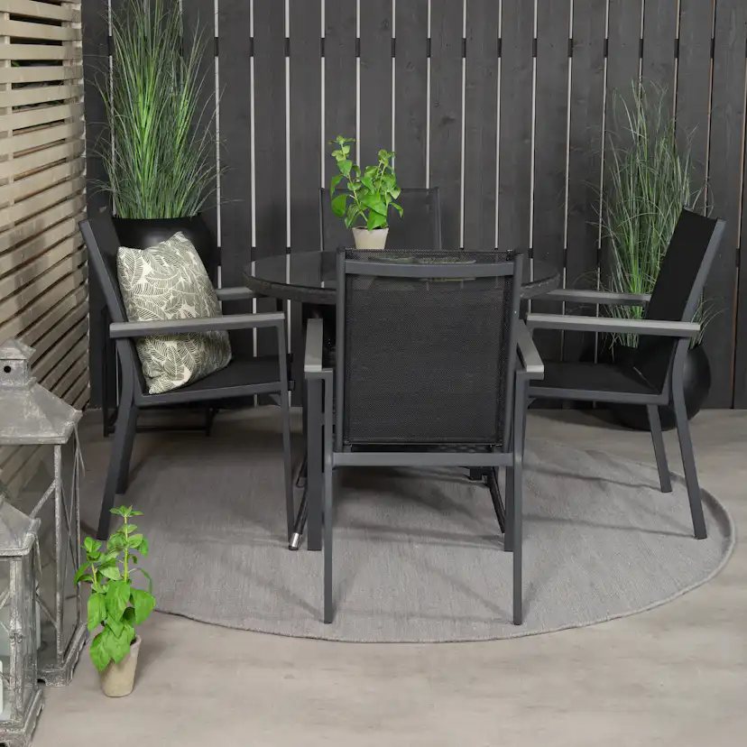 Matgrupp Venture Home Virda Ø 90 med 4 Pincy Stolar