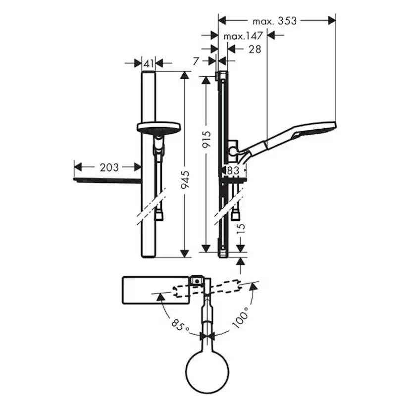 Duschset Hansgrohe Raindance Select S 120 3jet EcoSmart 90 cm