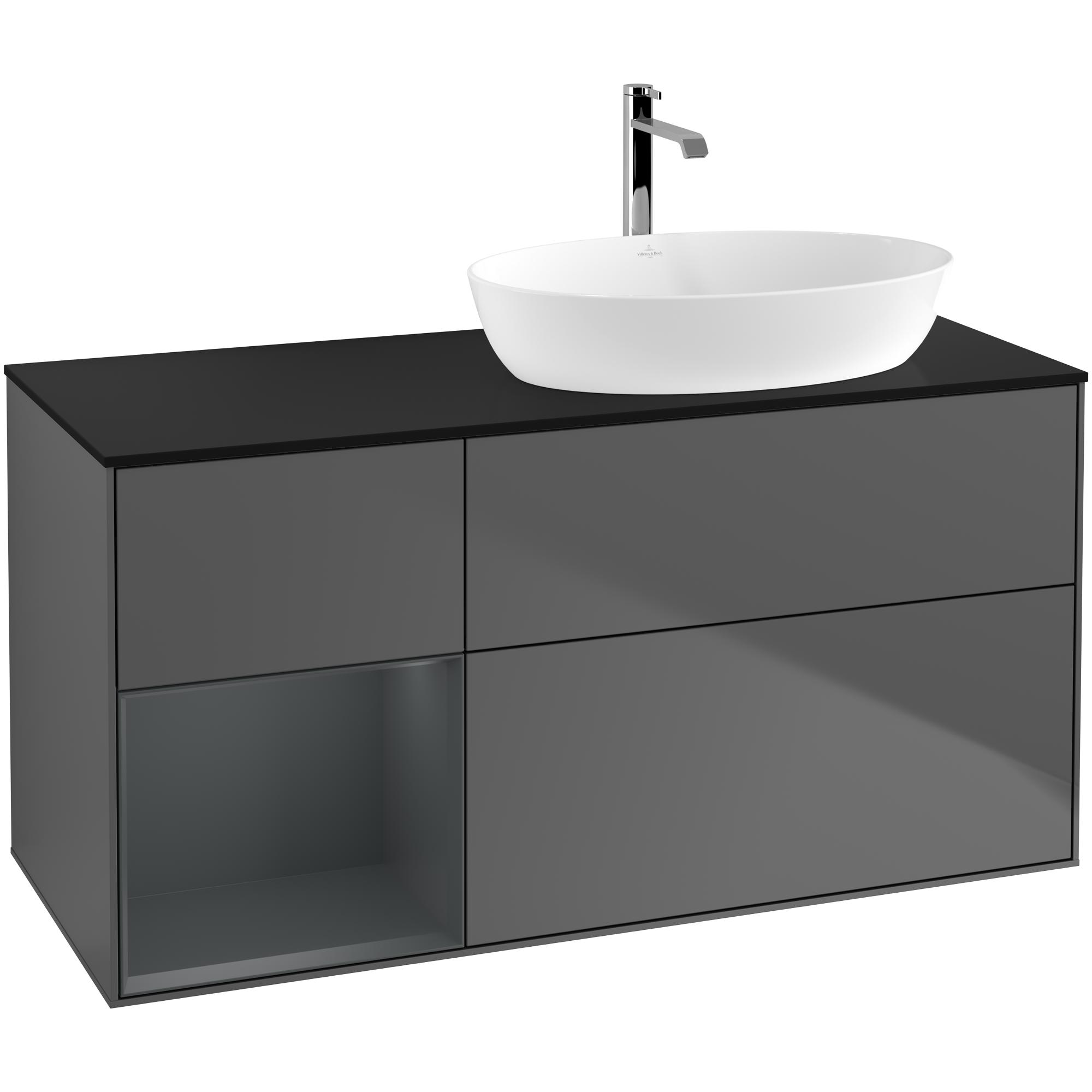 Tvättställsskåp Villeroy & Boch Finion med 3 Lådor Hylla och Bänkskiva för Ocentrerat Tvättställ från Artis & Collaro