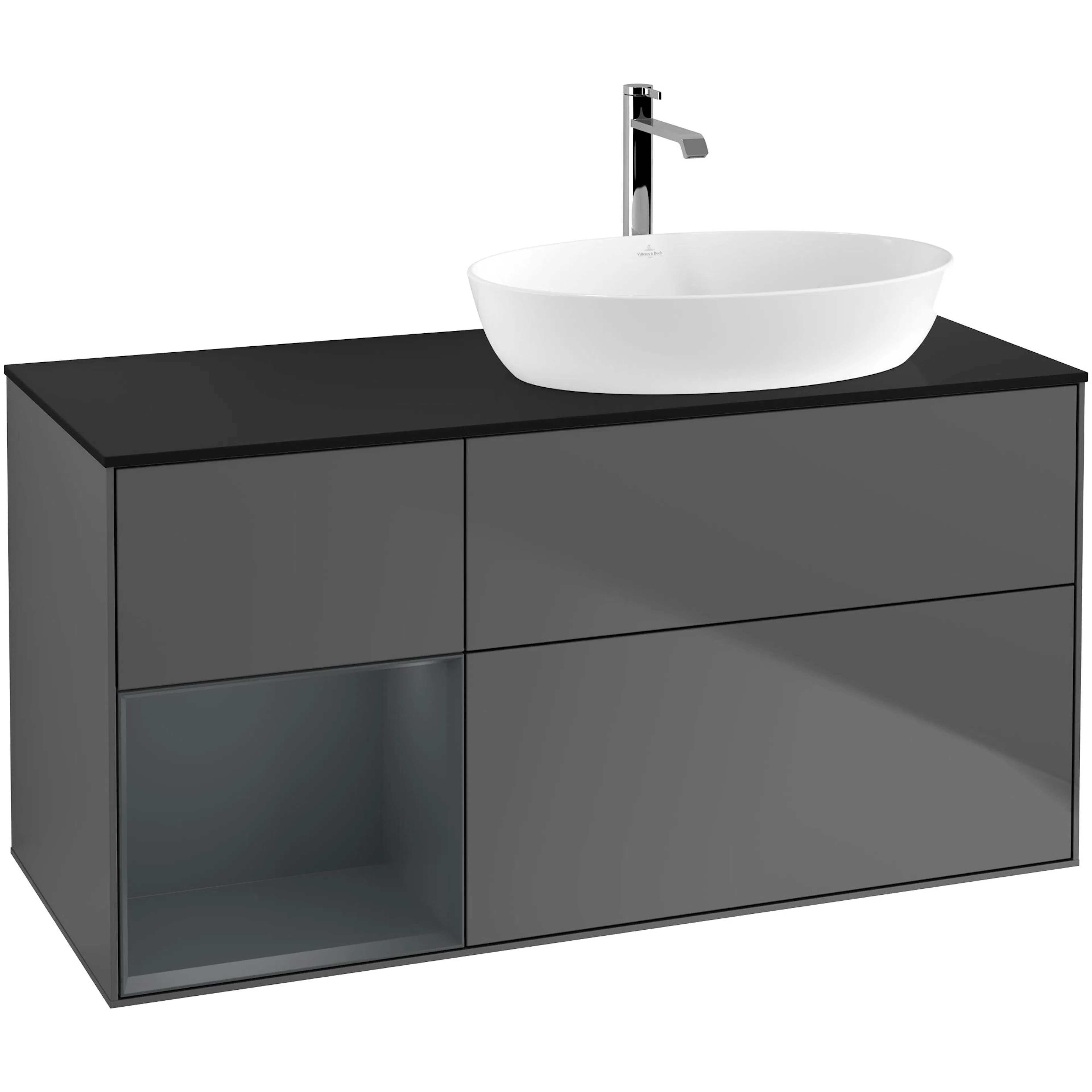 Tvättställsskåp Villeroy & Boch Finion med 3 Lådor Hylla och Bänkskiva för Ocentrerat Tvättställ från Artis & Collaro